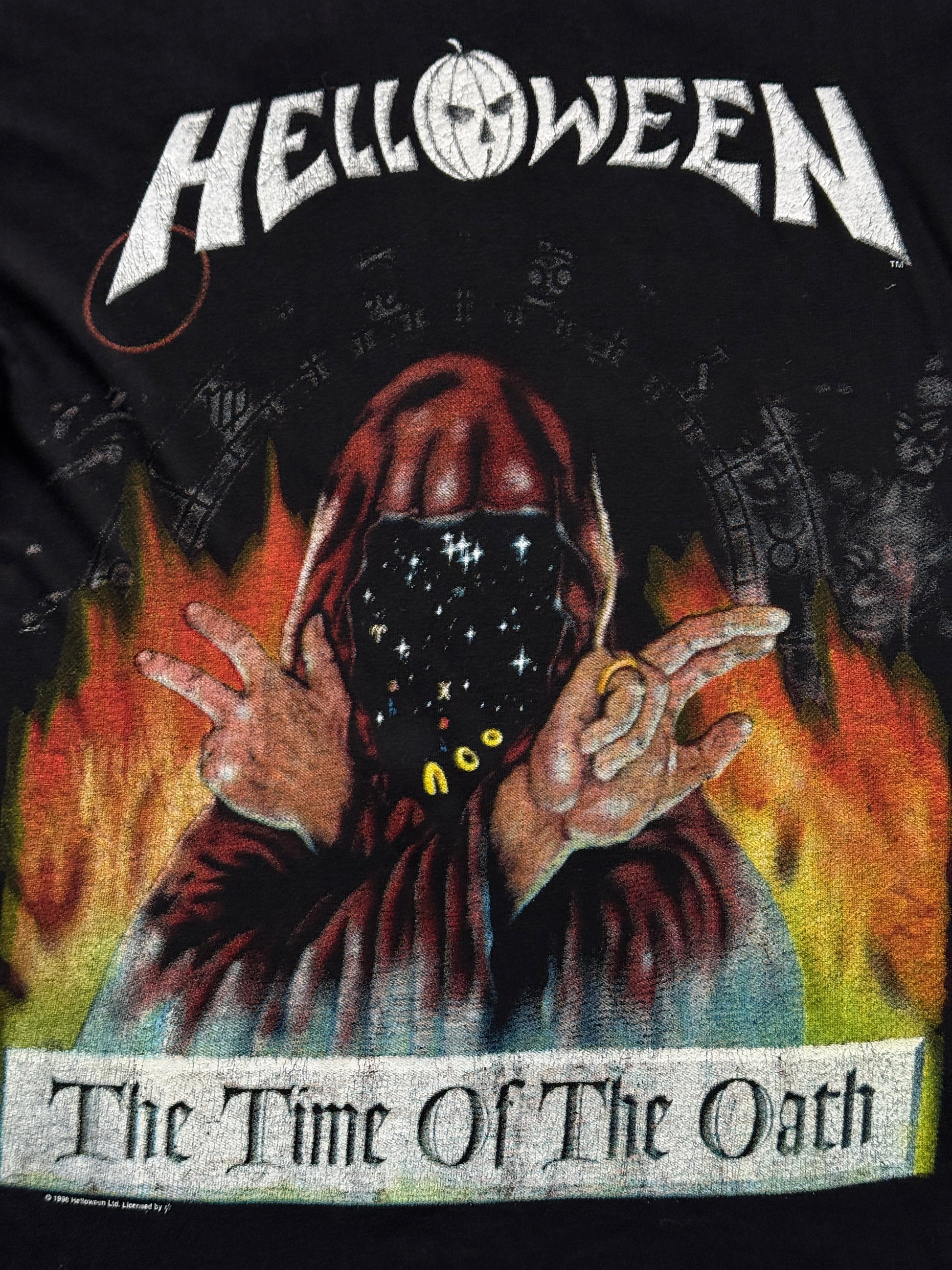 Black Helloween 90's Vintage Metal Graphic Band T-Shirt - Small