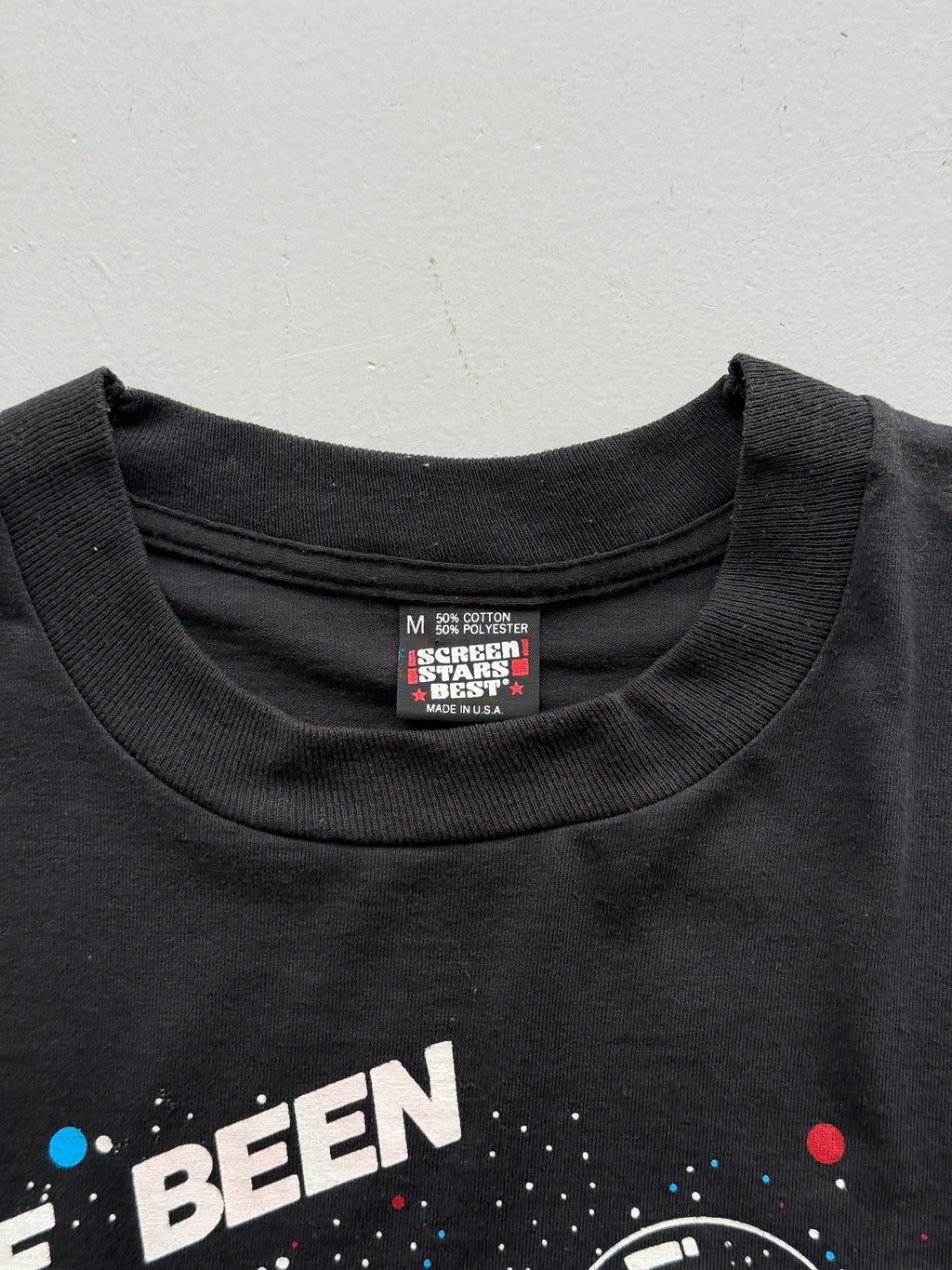 Black Space Dog 90's Vintage Graphic Single Stitch Illustrated T-Shirt - Small
