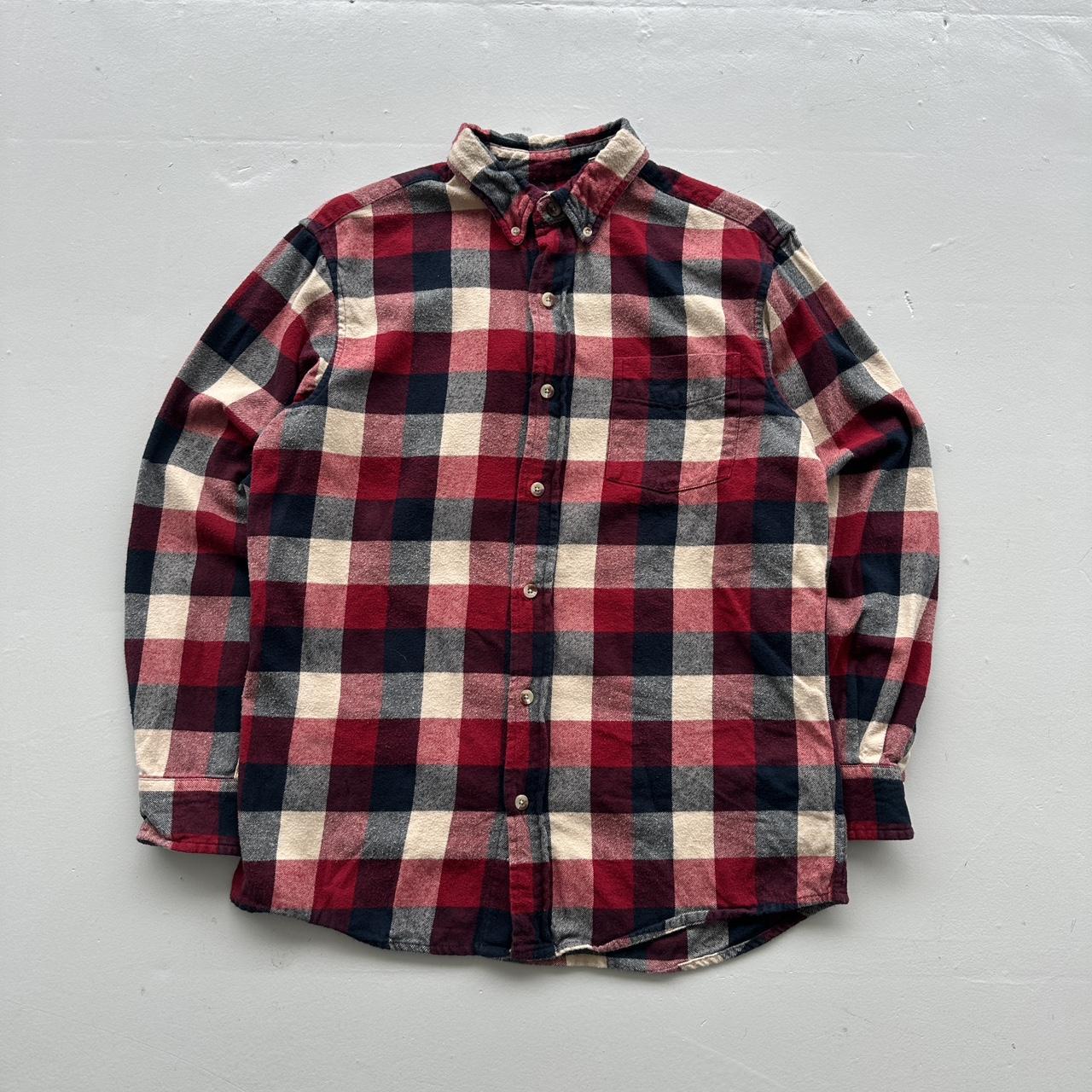 Red Navy Buffalo Checkered Red Head Co 90s Vintage Long sleeve - Medium