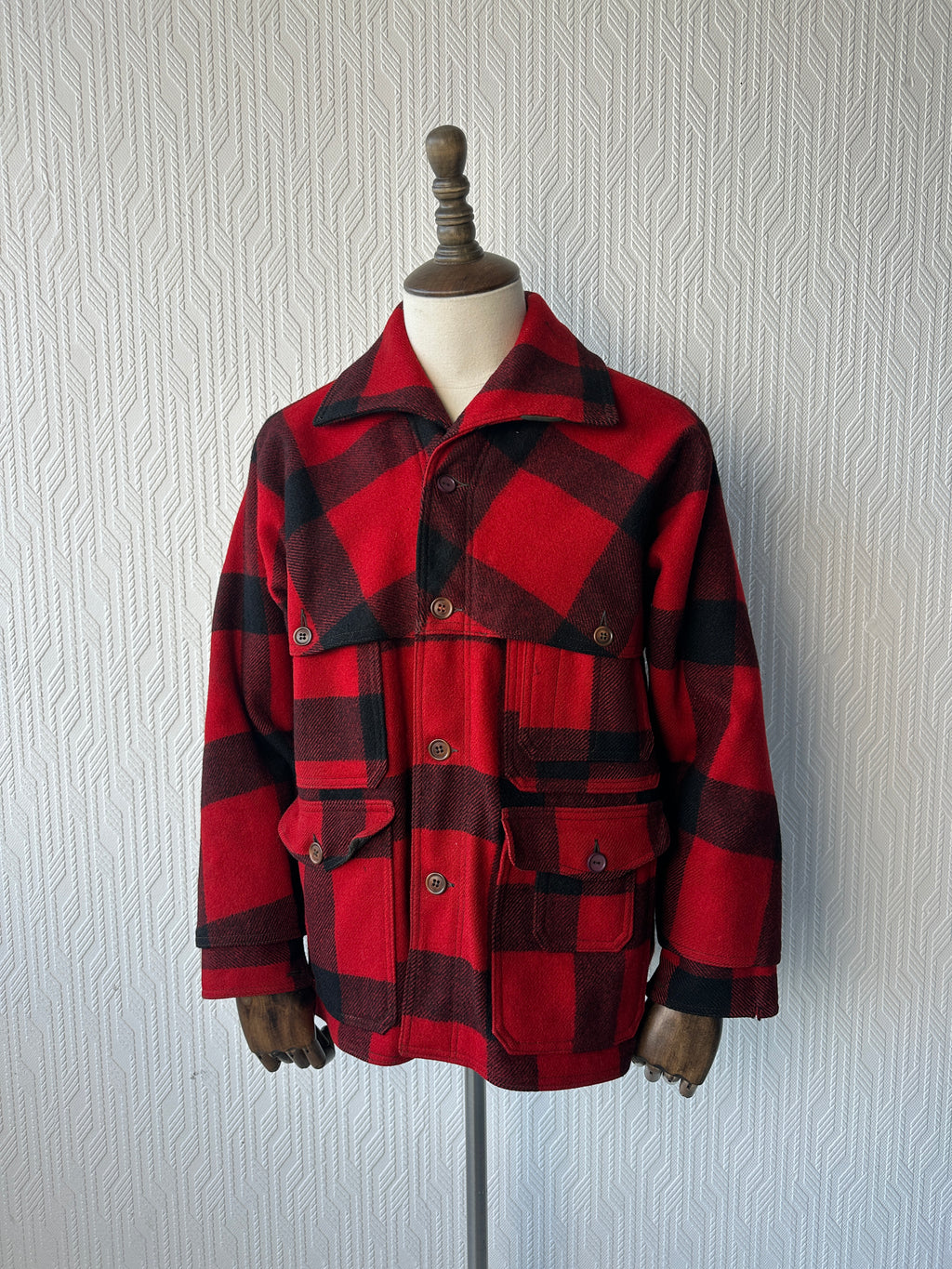 Rad Black White Stag 80's Vintage Wool Buffalo Plaid Jacket - Small
