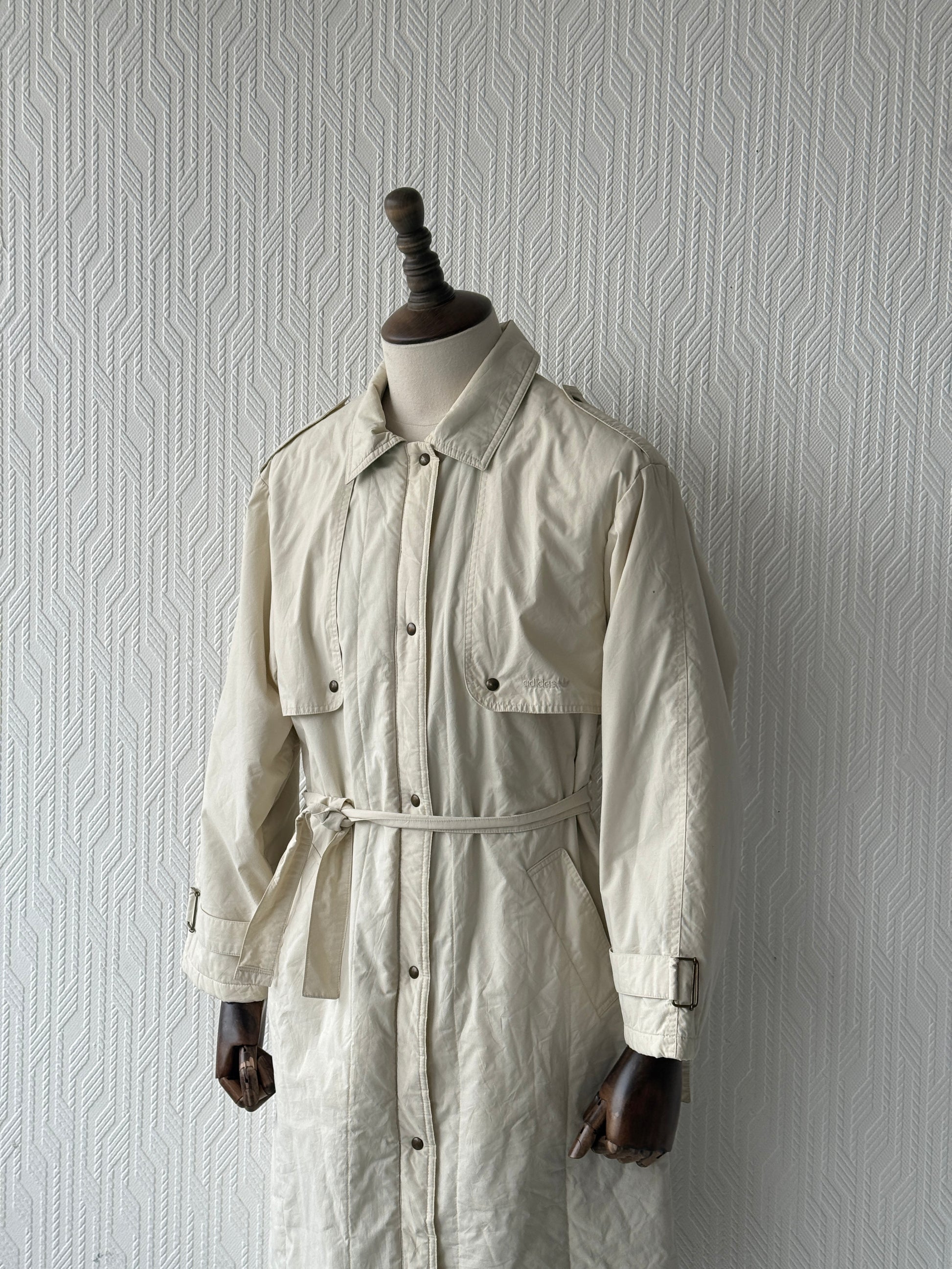 Cream Adidas 80's Vintage Full Body Length Puffer Jacket - UK14