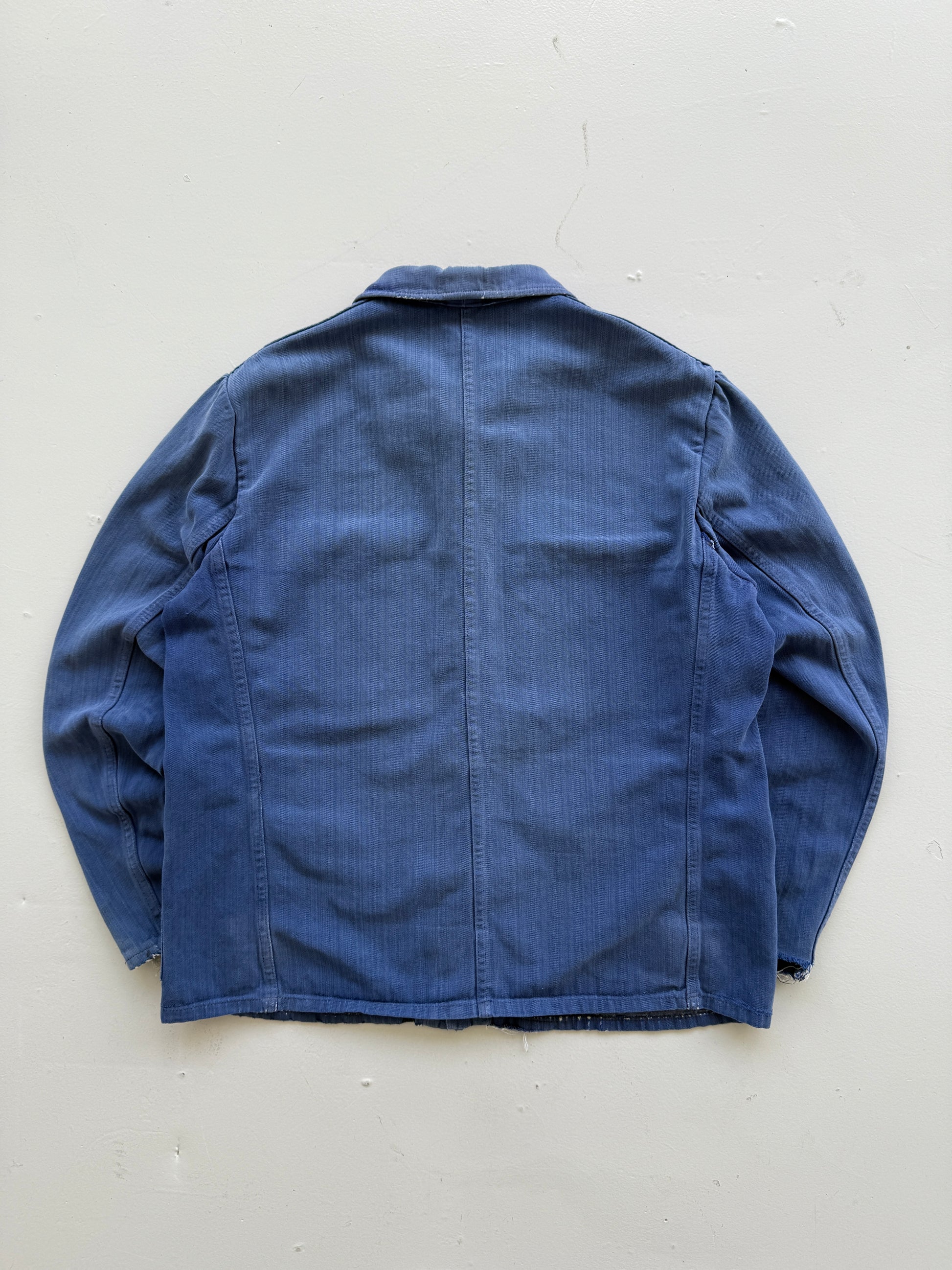 Thrashed Blue French Vintage Workwear Chore Jacket CH364 - Small