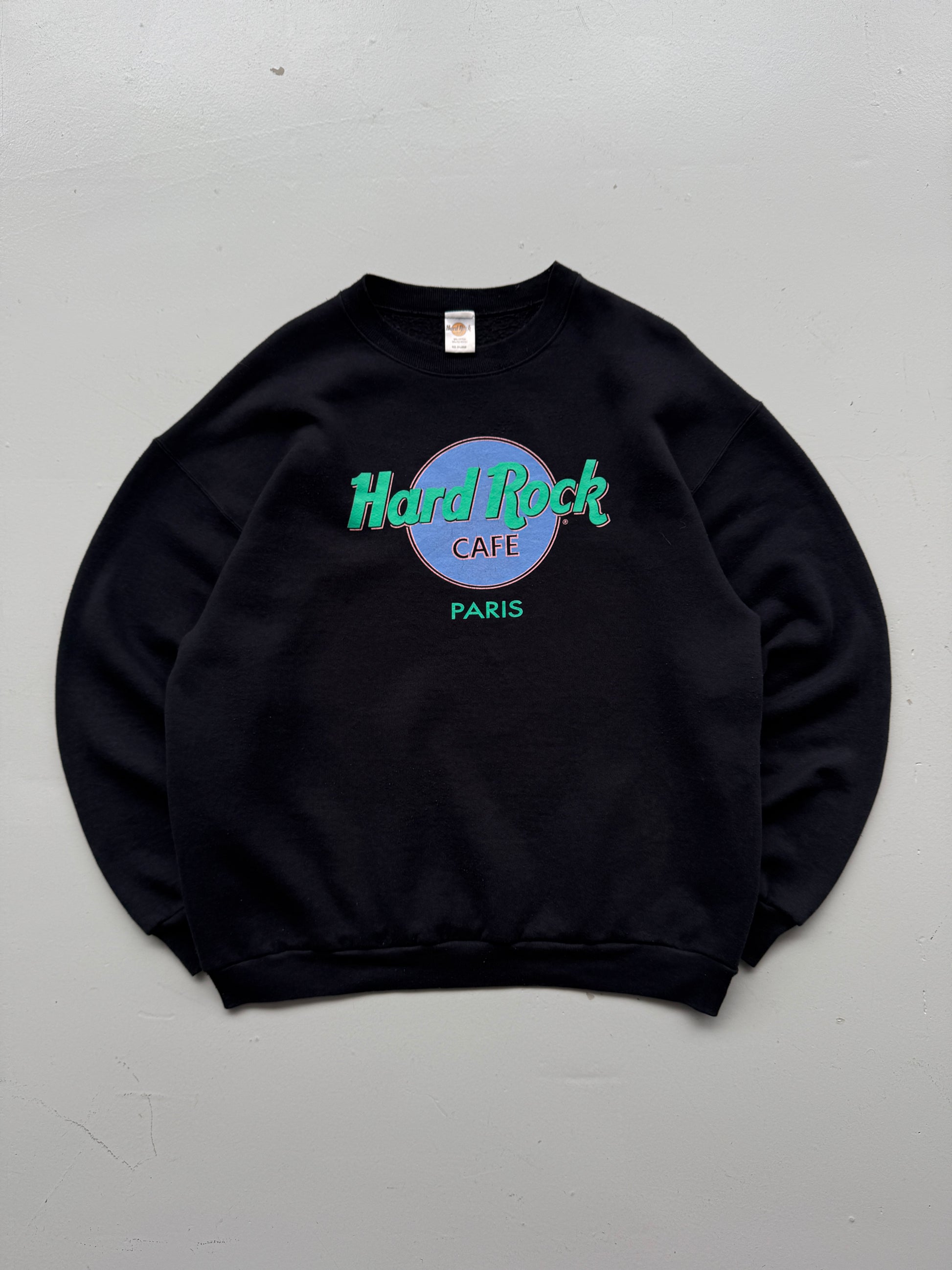 Black Hard Rock Cafe Paris Vintage Sweatshirt 90's Crewneck - XL