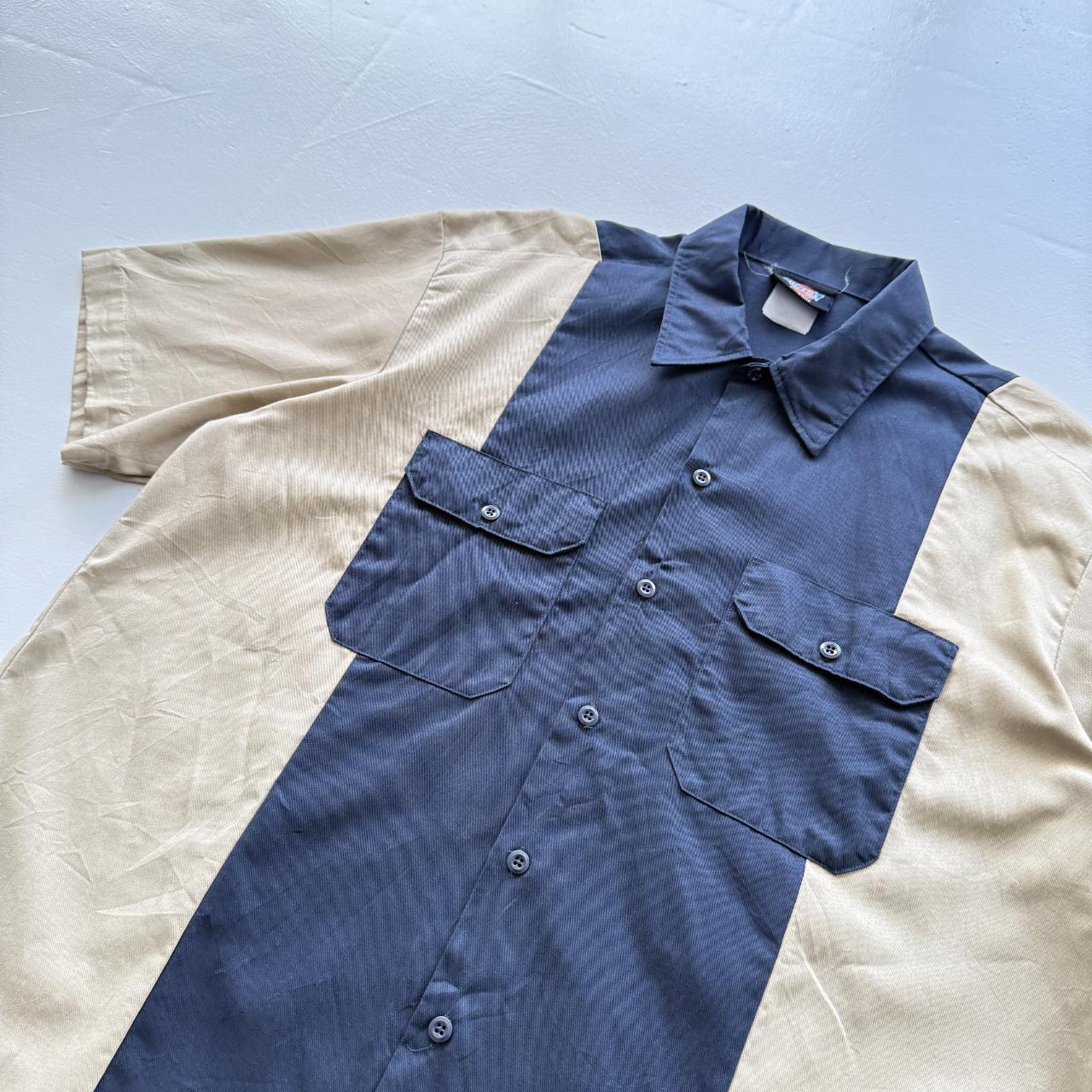 Navy Blue / Cream Dickies Workwear 90s Vintage Shirt - XL