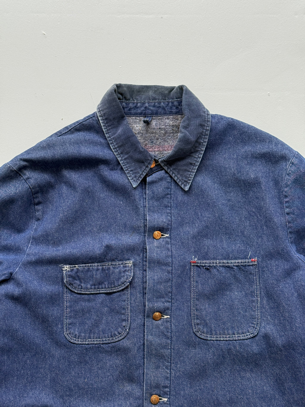 Blue Flannel Lined Denim 70's Vintage Chore Jacket - 2XL