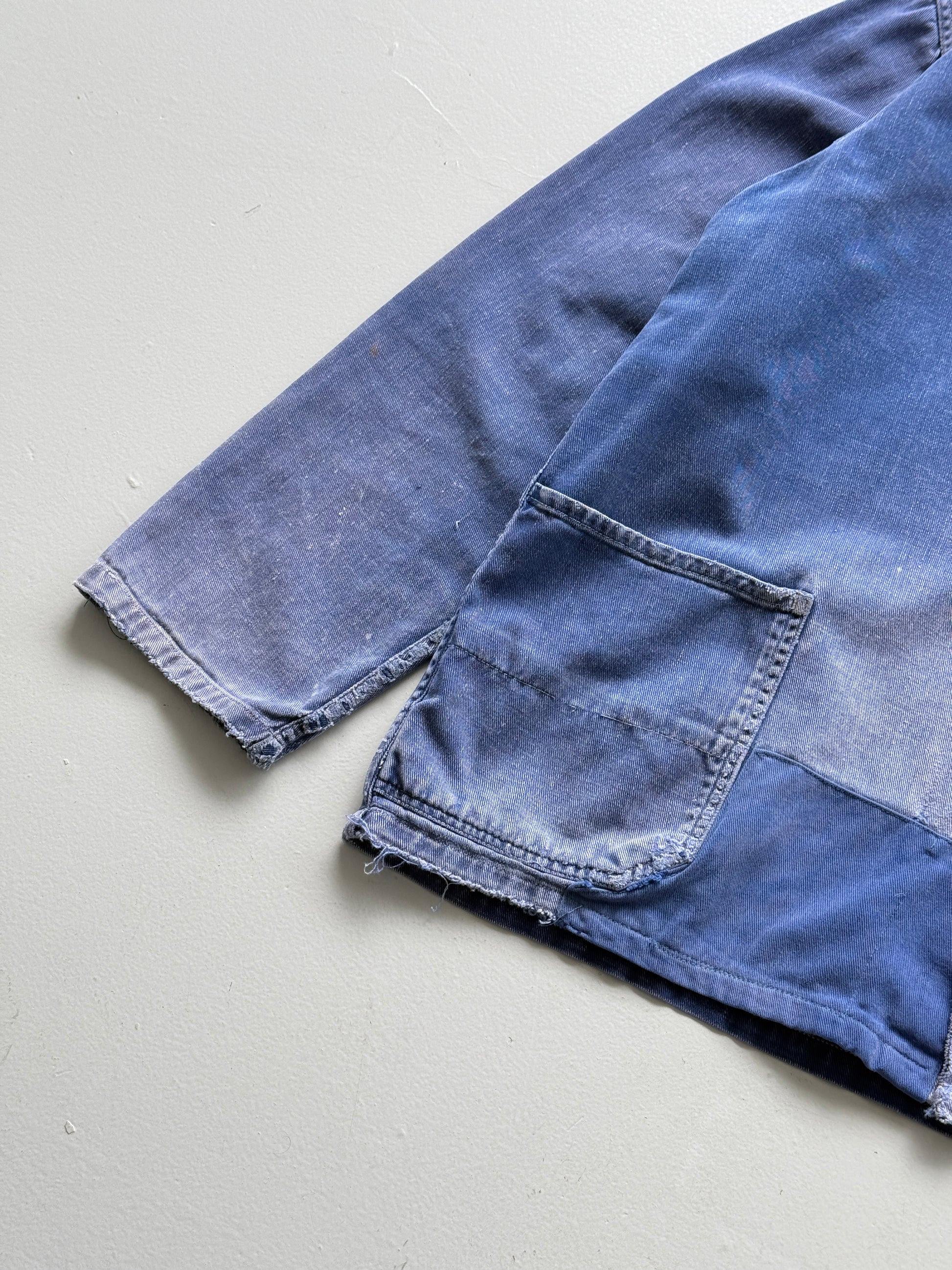 Faded Blue French Vintage Workwear Chore Jacket CH394 - Small