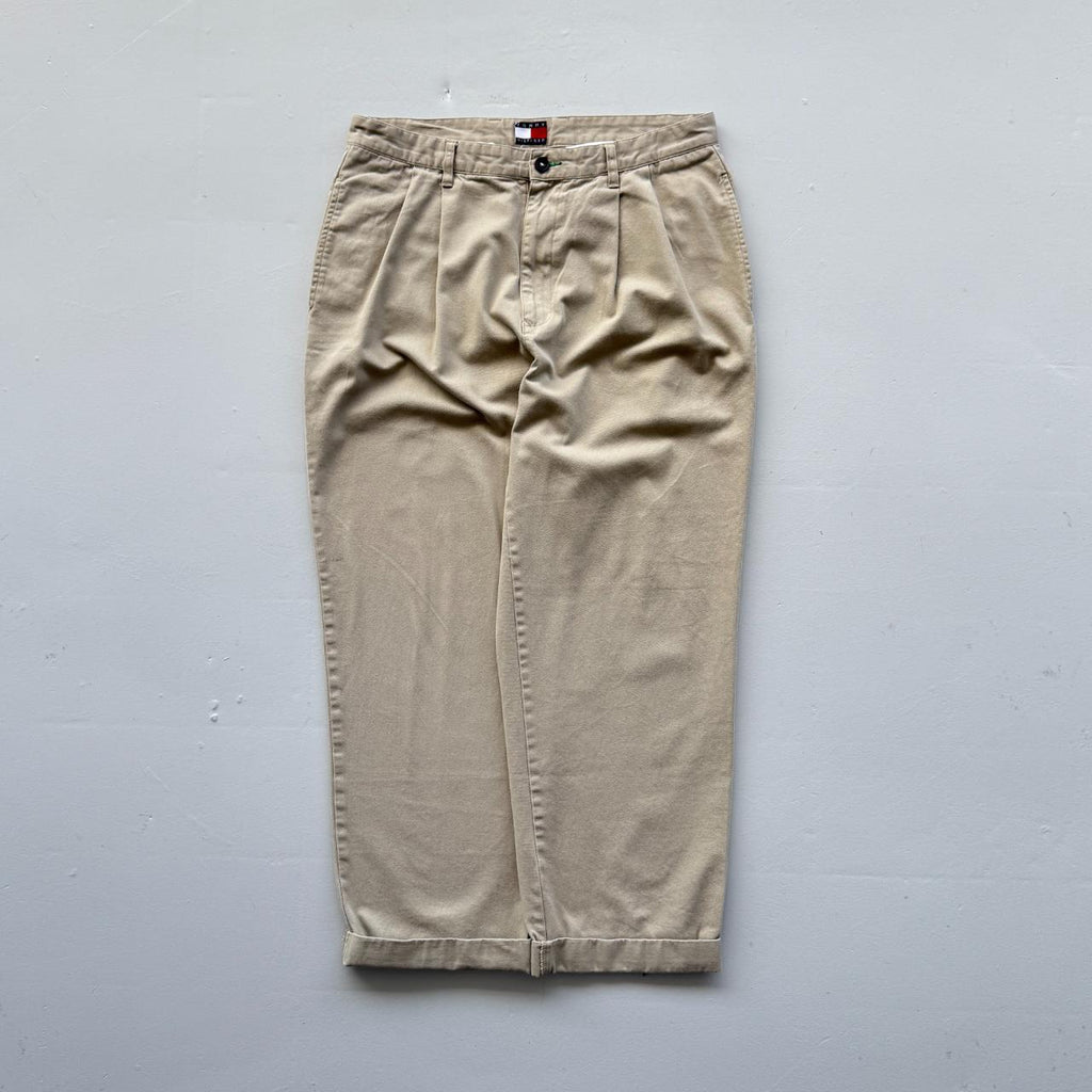 Tommy Hilfiger Cream Wide Leg 90's Vintage Chino Trousers - 36” x 27”
