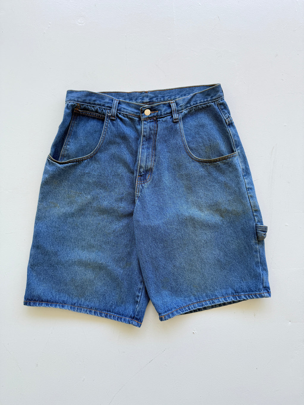 Mid Blue Polo Sport 90's Vintage Baggy Carpenter Denim Shorts - W34 x L12
