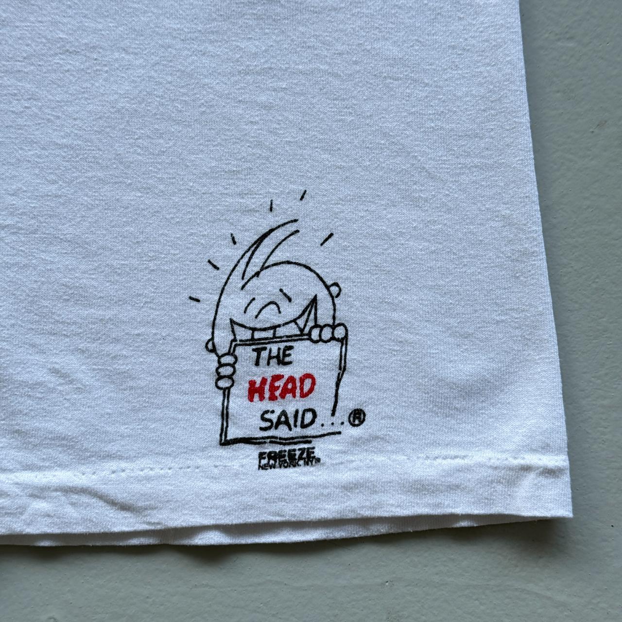 White The Head Said "Yeah Right" Cartoon Novelty Vintage 90s T-shirt - Large