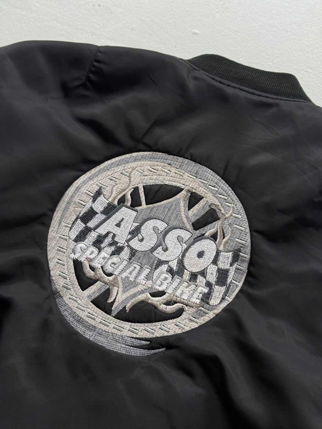 Black Asso Biker 90's Vintage Bomber Jacket - Small