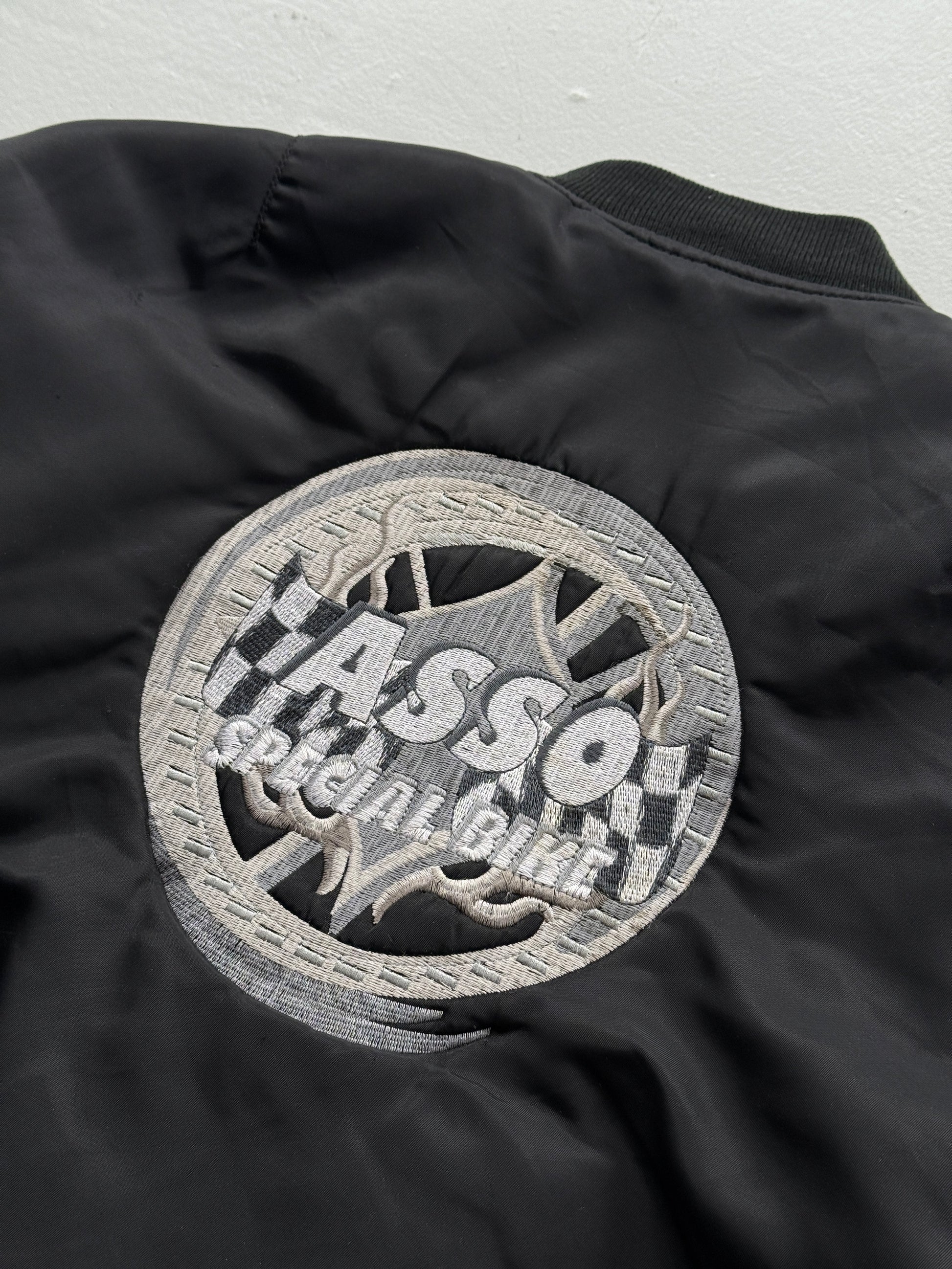 Black Asso Biker 90's Vintage Bomber Jacket - Small