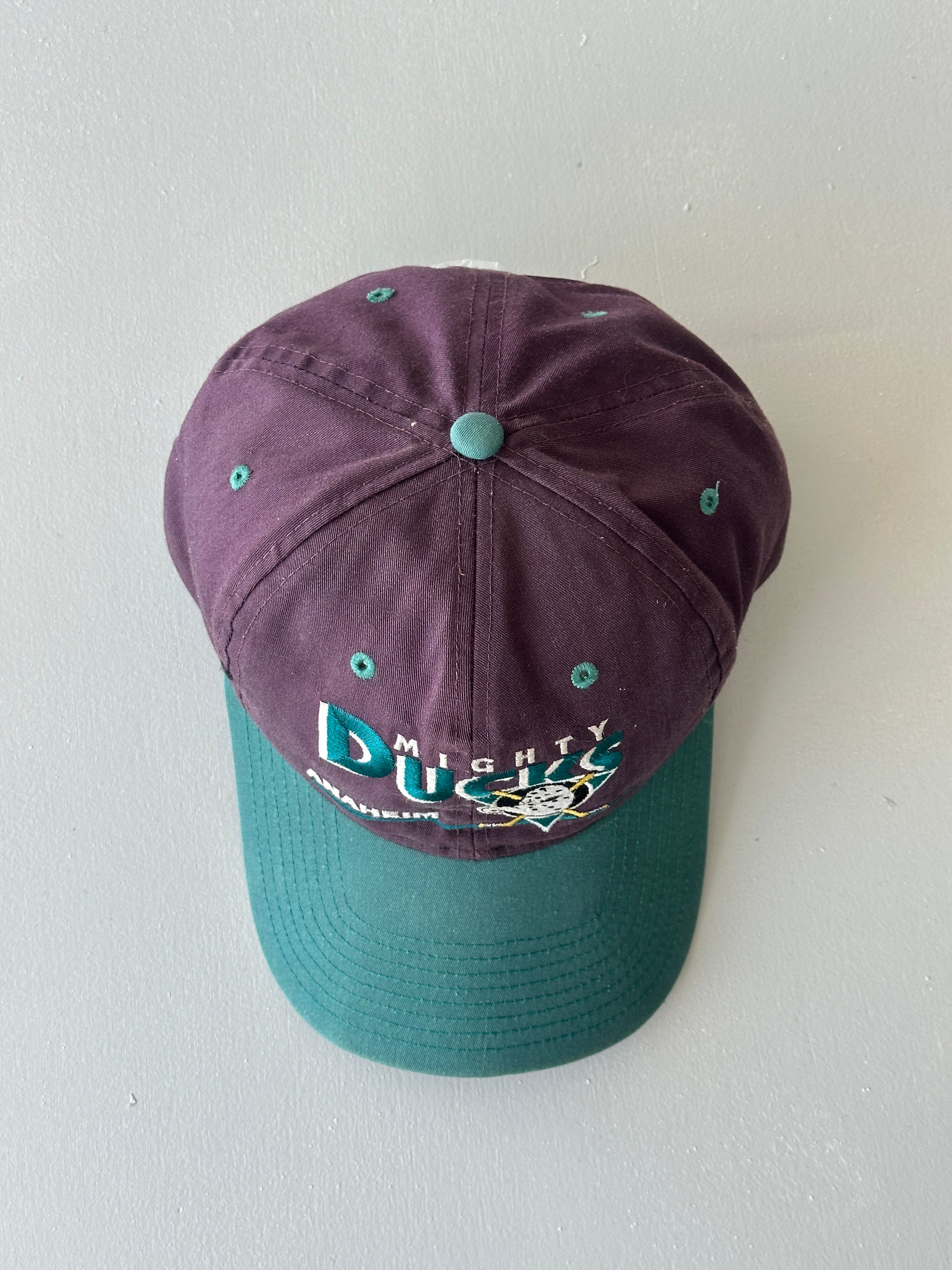 Purple / Teal Anaheim Mighty Ducks NHL 90's Vintage SnapBack Trucker Cap