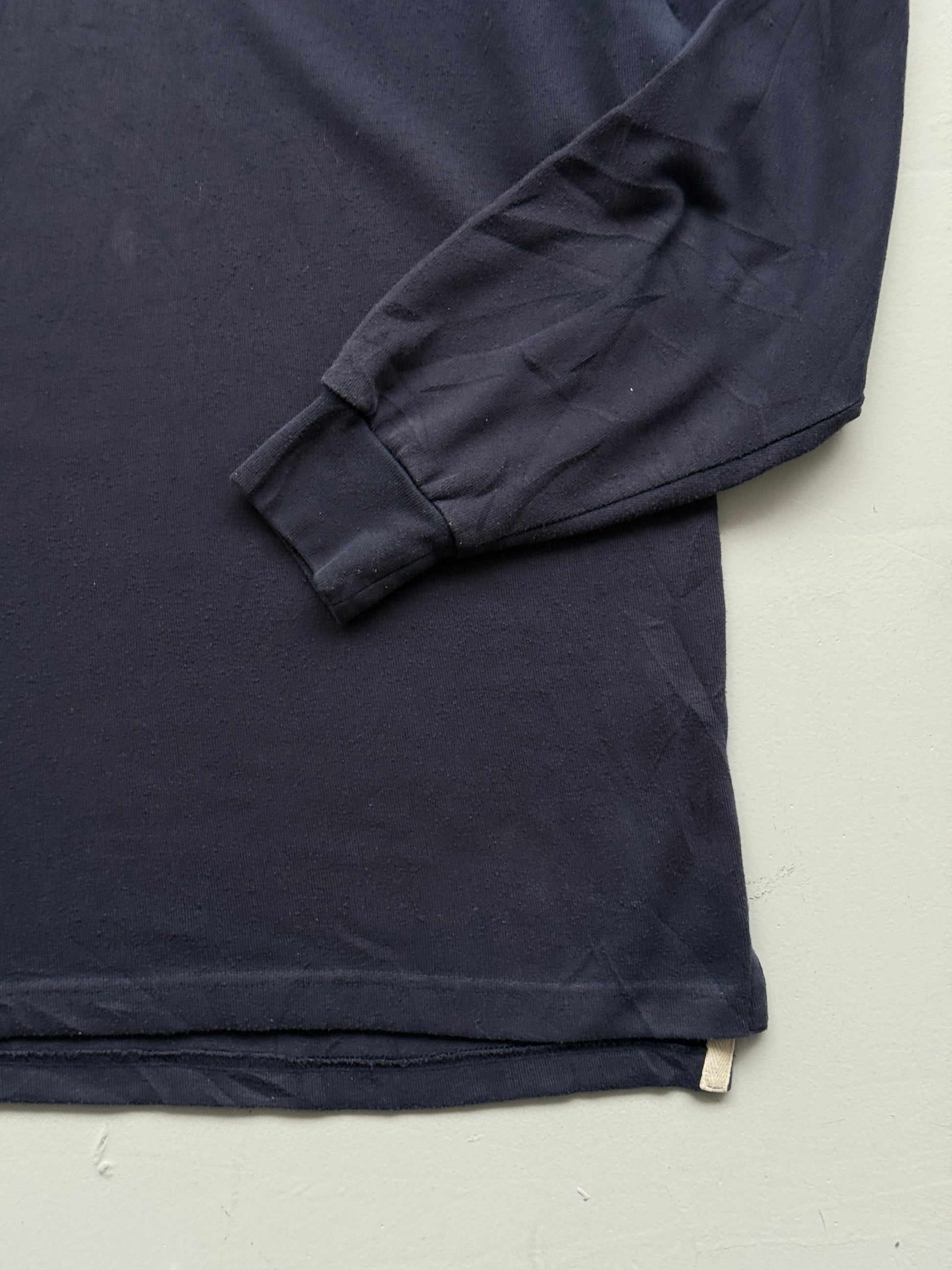 Navy Blue US Basic 90's Vintage Rugby Polo Jersey Shirt - Medium