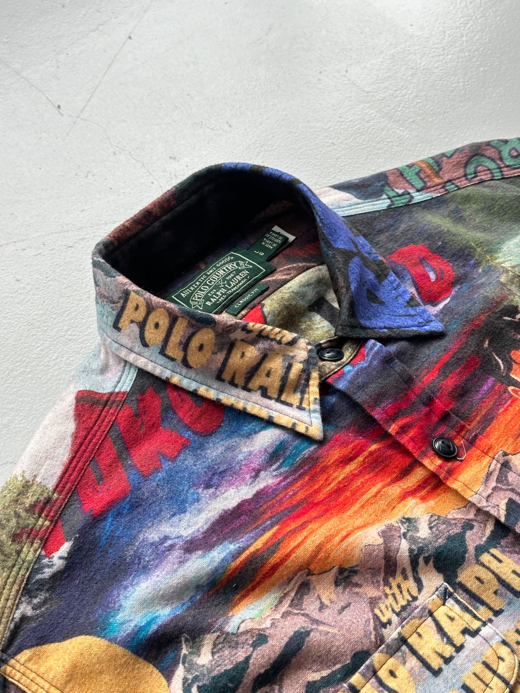 Ralph Lauren Polo Country Expedition All Over Print Graphic Shirt - Large