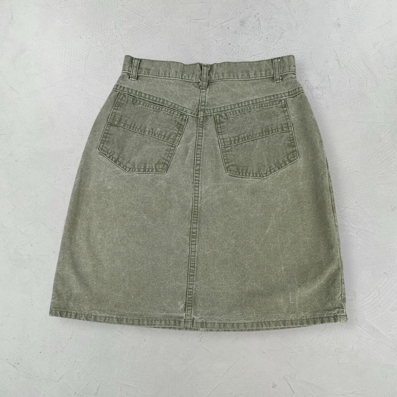 Khaki Denim Vintage Y2K Mini Skirt - W26 L20 Small (7/8)