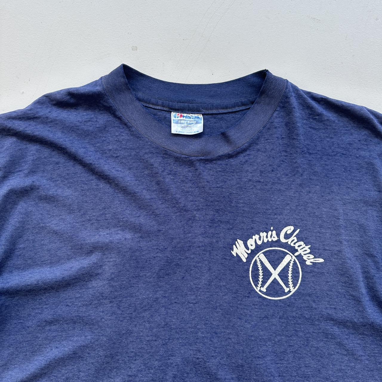 Faded Blue Baseball 90s Vintage T-shirt - XL