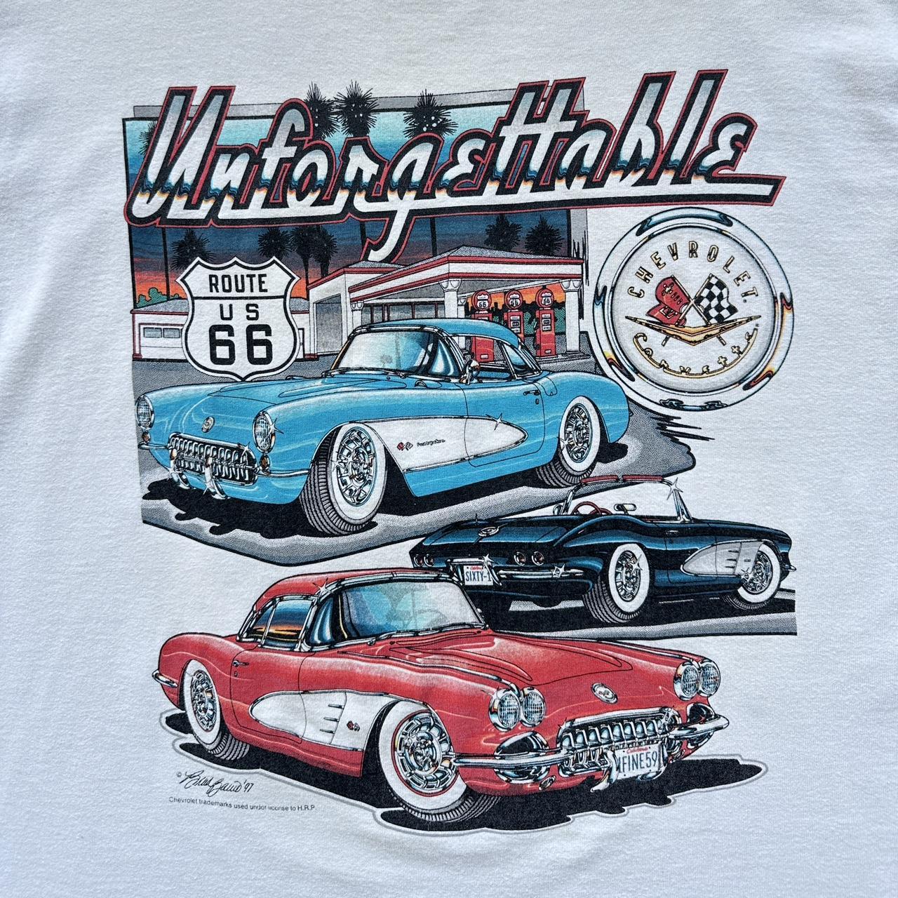 White Unforgettable Cars Corvette Stingray Vintage 90's T-shirt - Large