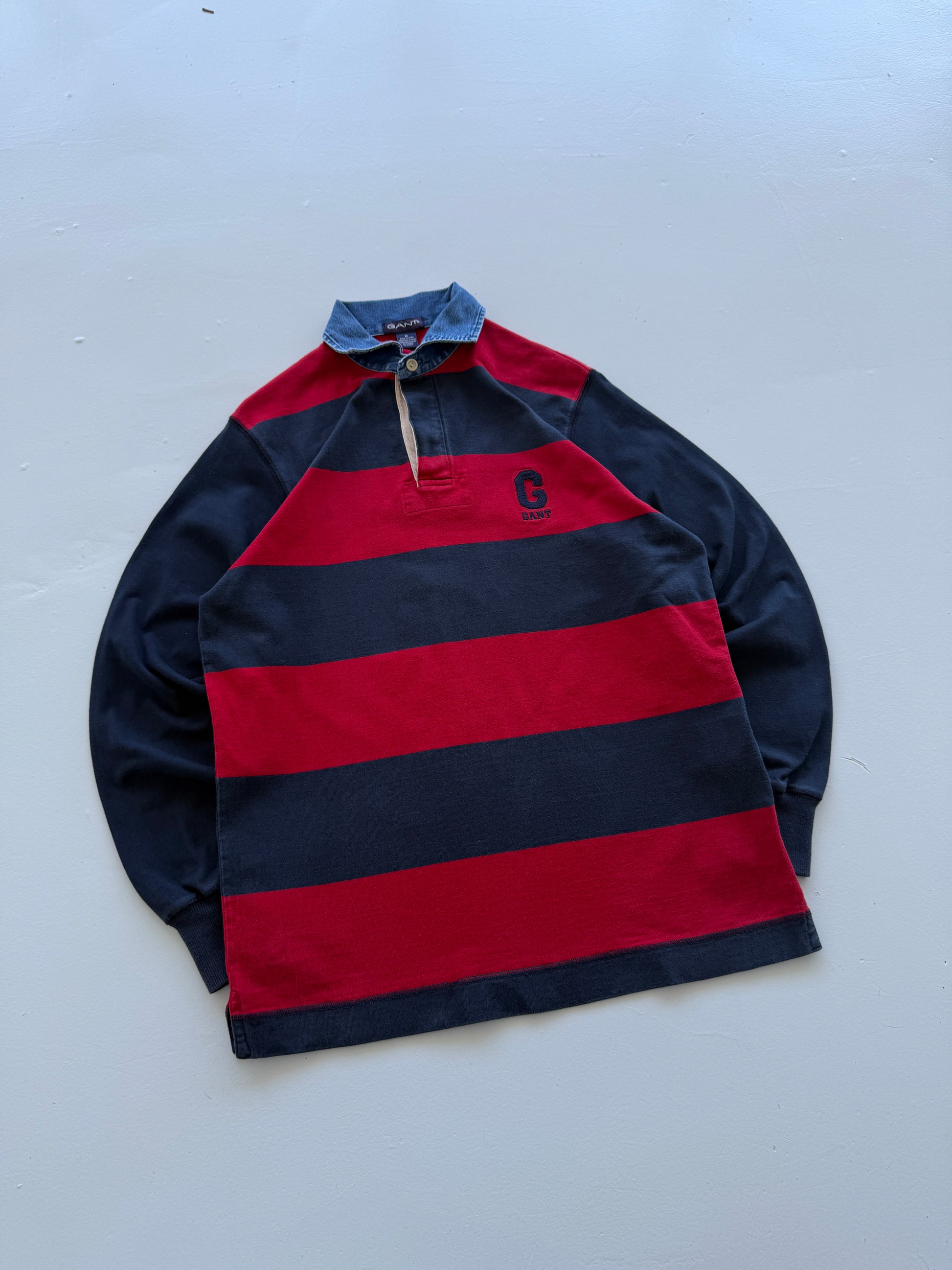 Red Navy GANT 00's Vintage Rugby Polo Shirt - Medium