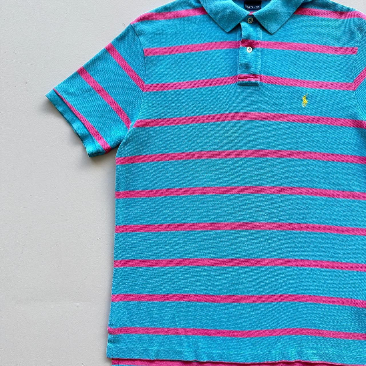 Blue / Pink Polo Ralph Lauren Vintage Polo Shirt - Large