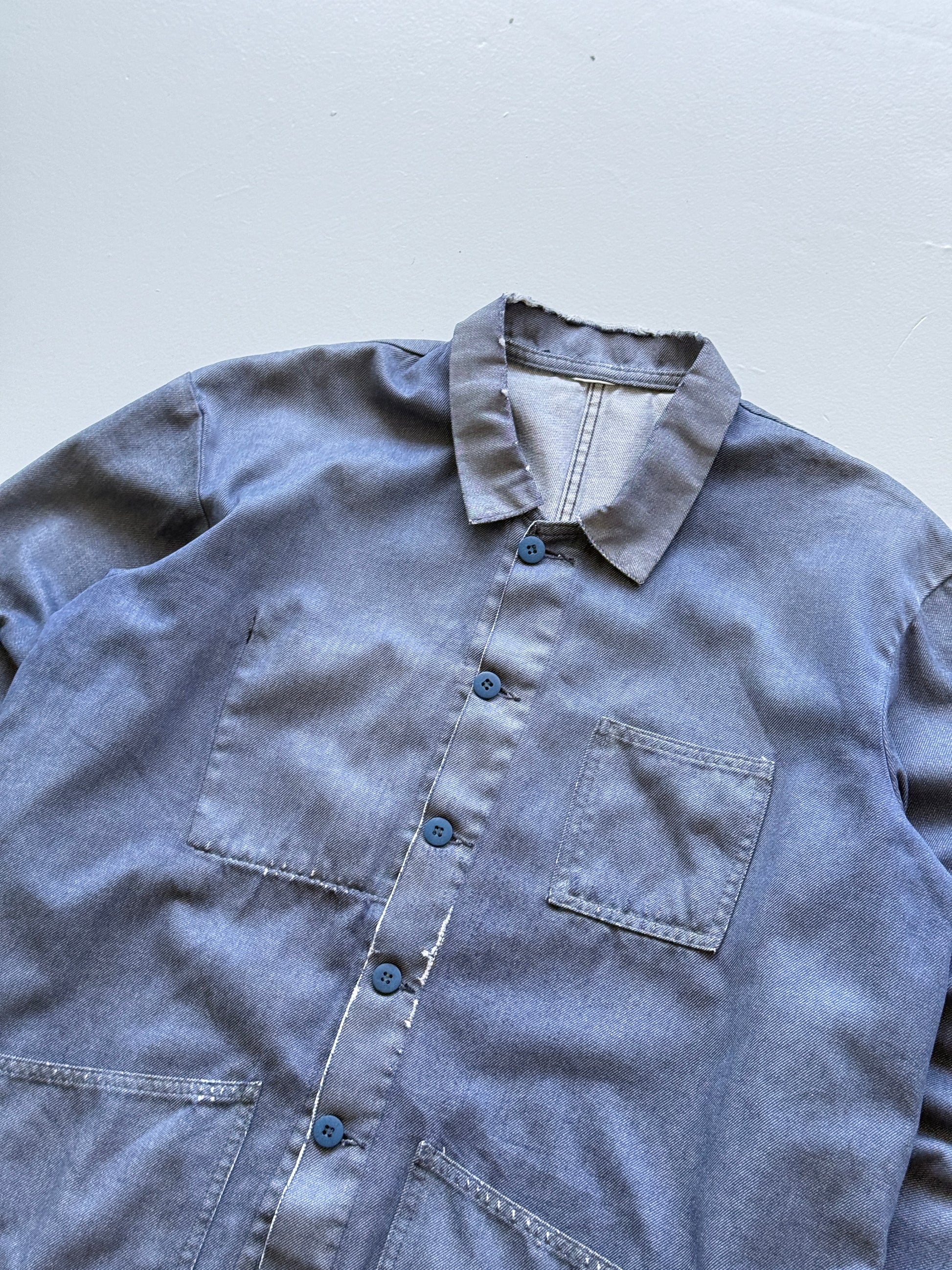 Faded Blue French Chore Jacket 80's Vintage Workwear CH324 - Boxy Medium