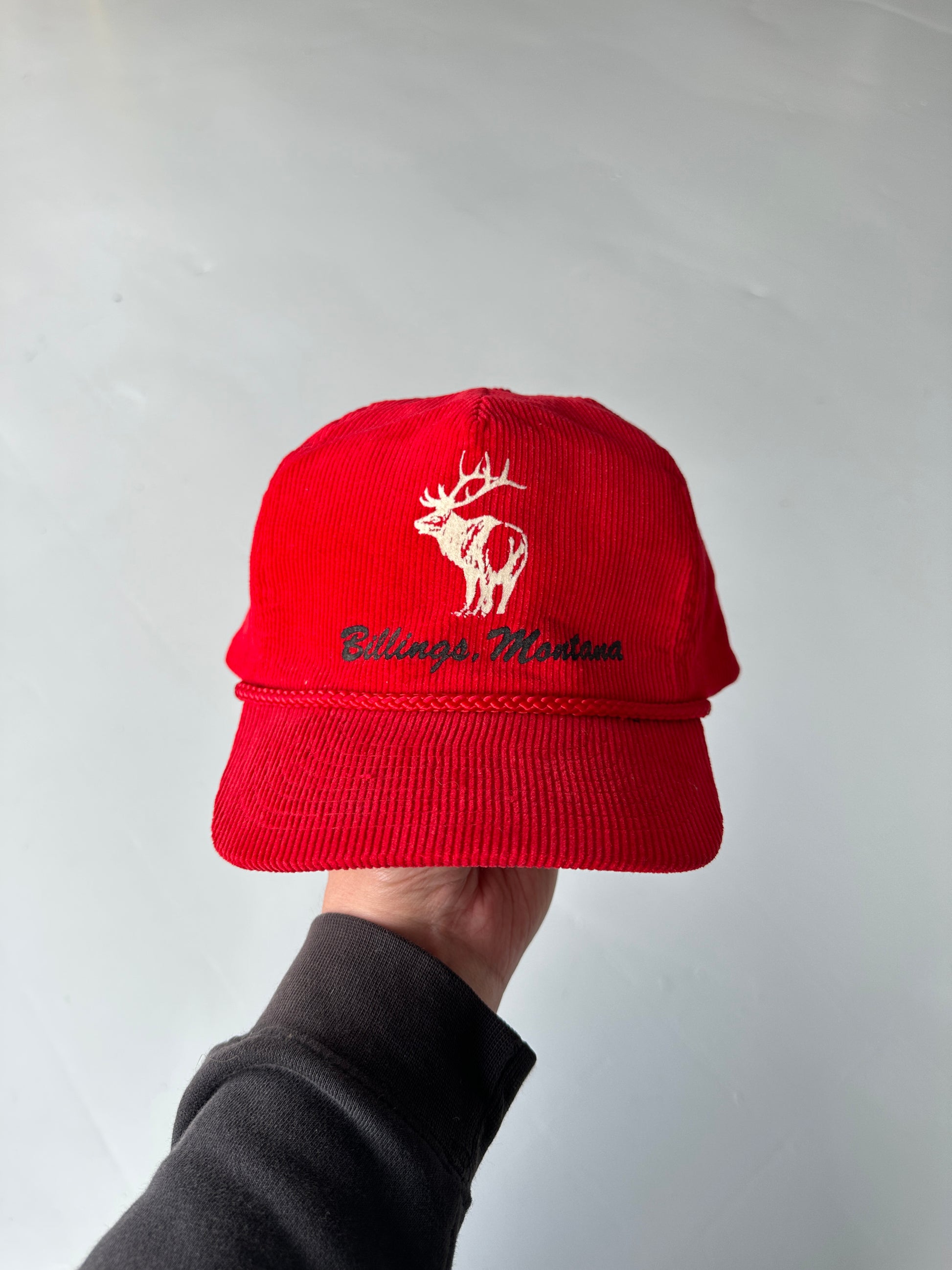 Red Billings Montana Elk Vintage Corduroy SnapBack Cap