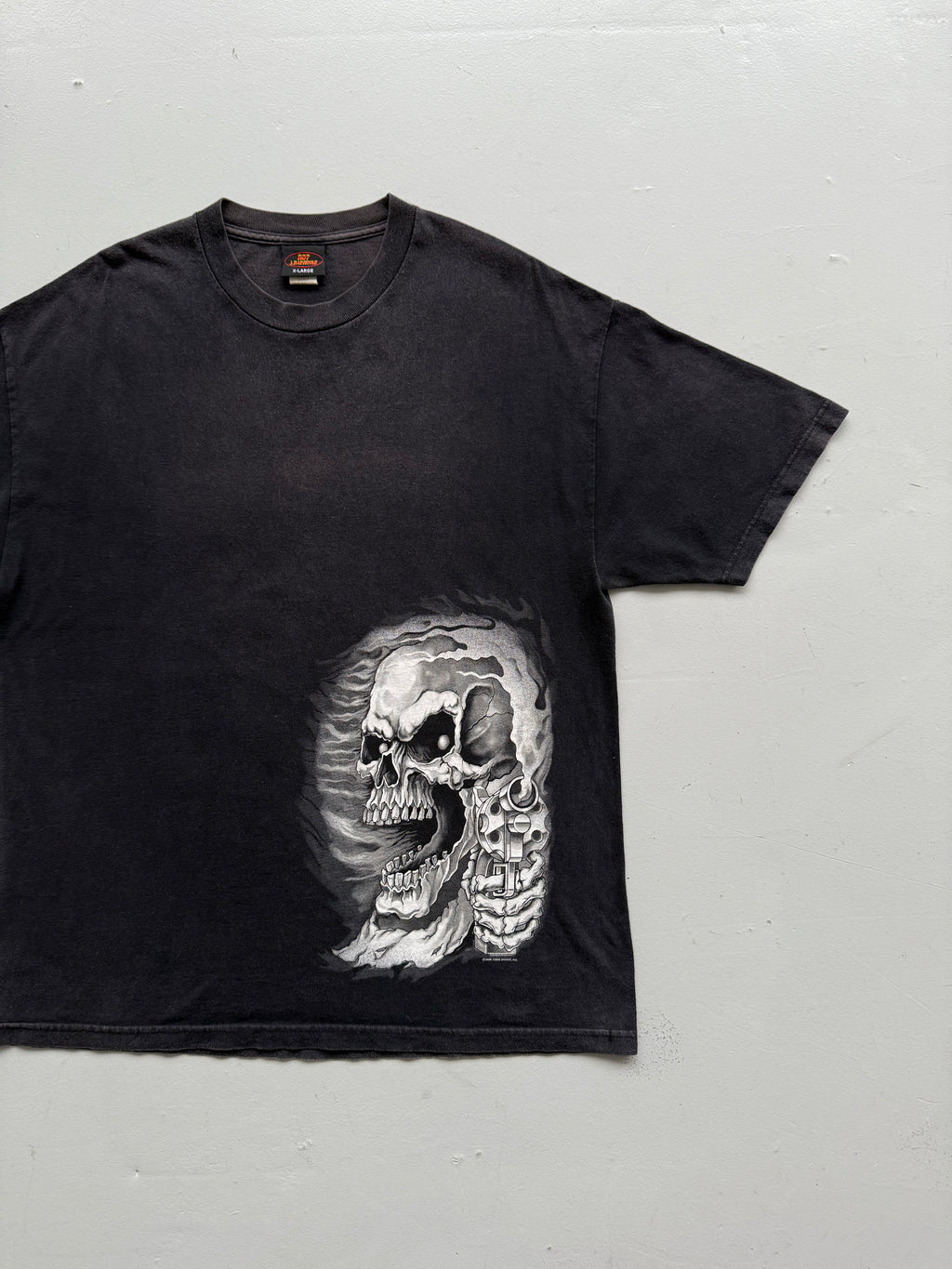 Faded Black Skull 00's Vintage Metal Gothic T-Shirt - XL