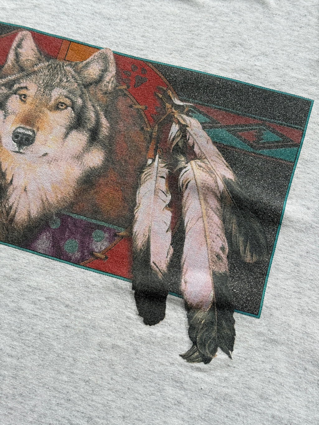 Native American Wolf Graphic 90's Delta Vintage T-Shirt - XL
