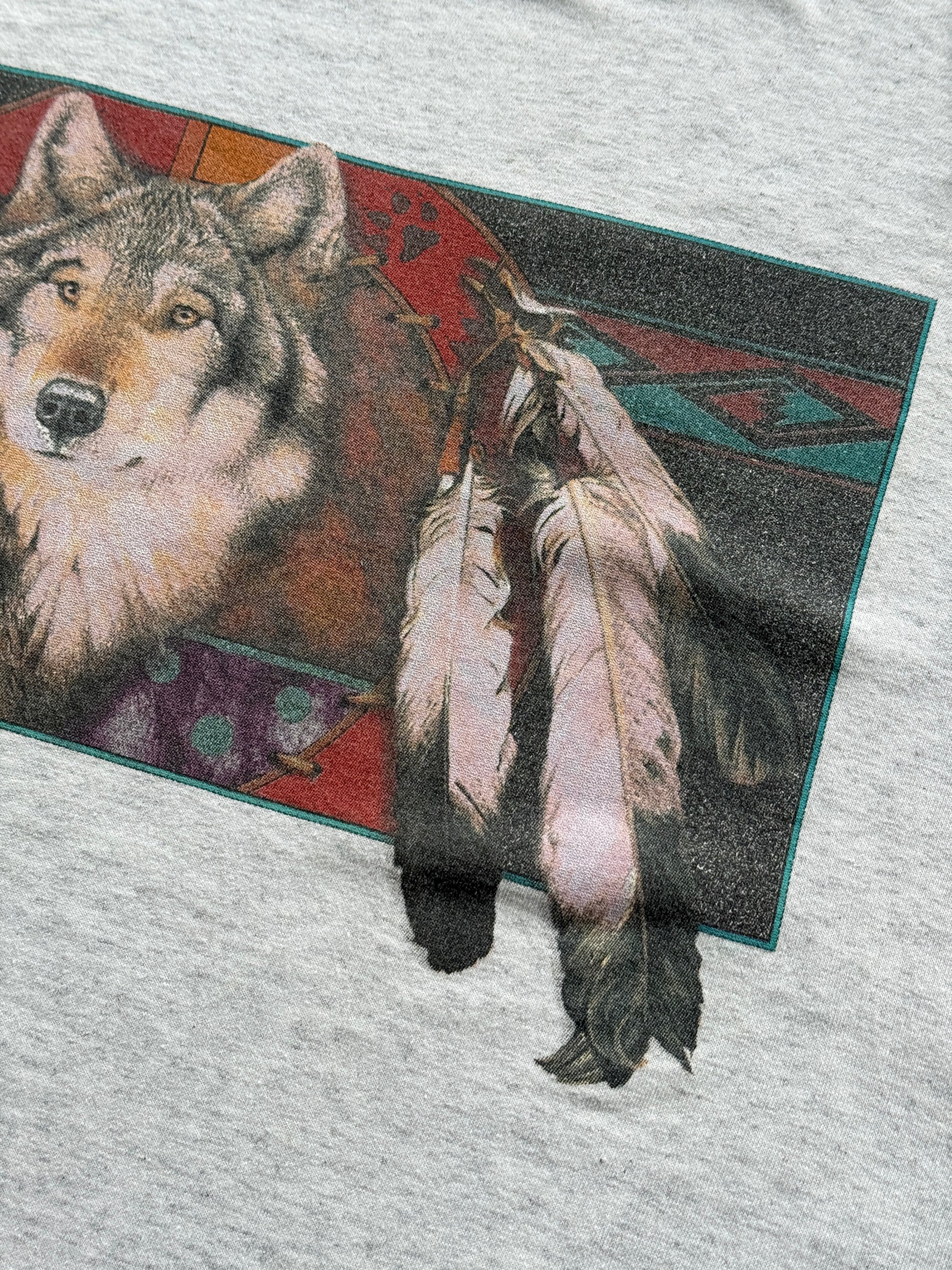Native American Wolf Graphic 90's Delta Vintage T-Shirt - XL