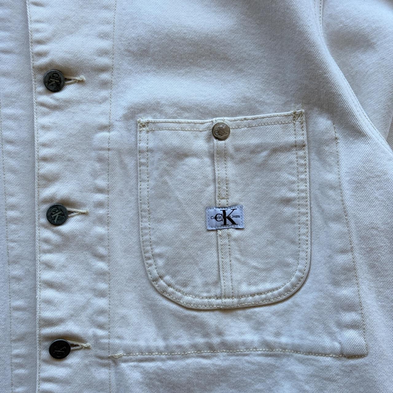 White Calvin Klein 90’s Vintage Denim Chore Coat - Large
