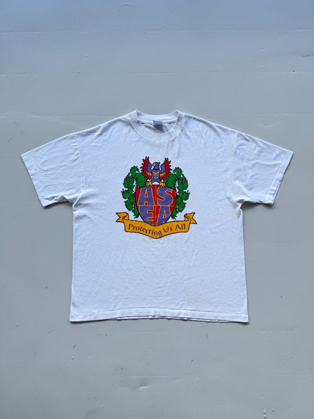 Hanes ASEA 'Protecting Us All' Crest Graphic Vintage Single Stitch T-Shirt - XL