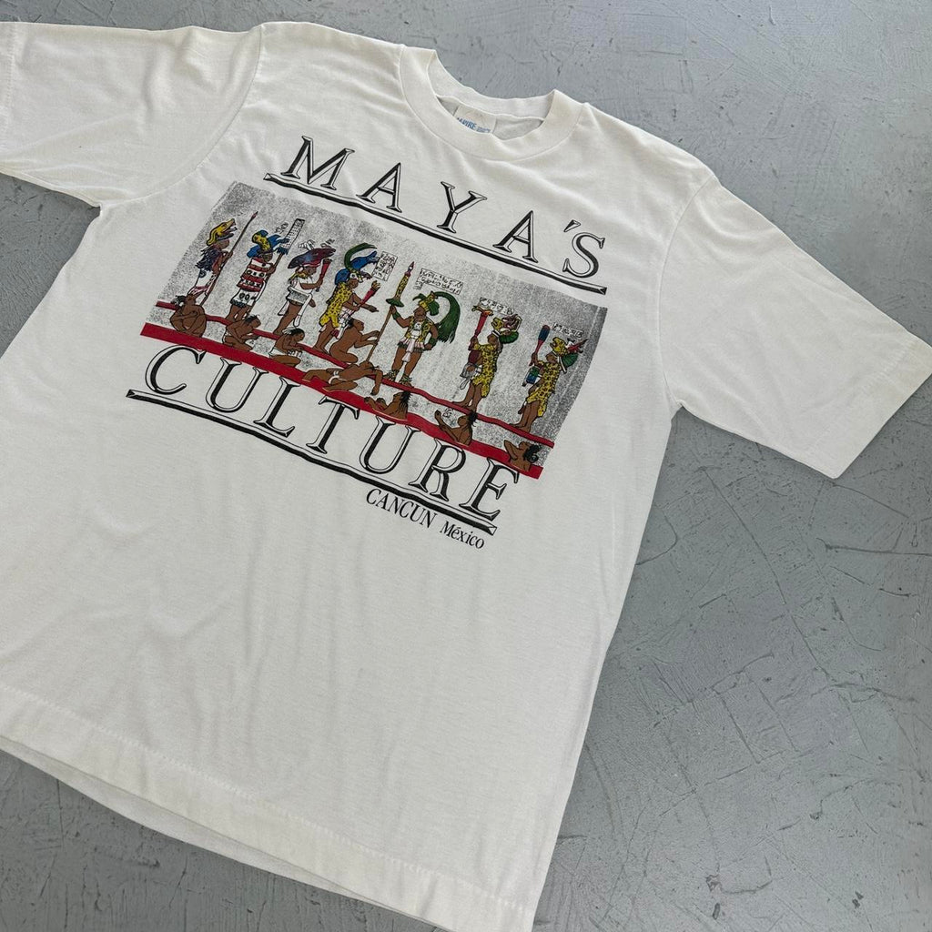 Mayas Culture White 90s vintage T-shirt - Medium