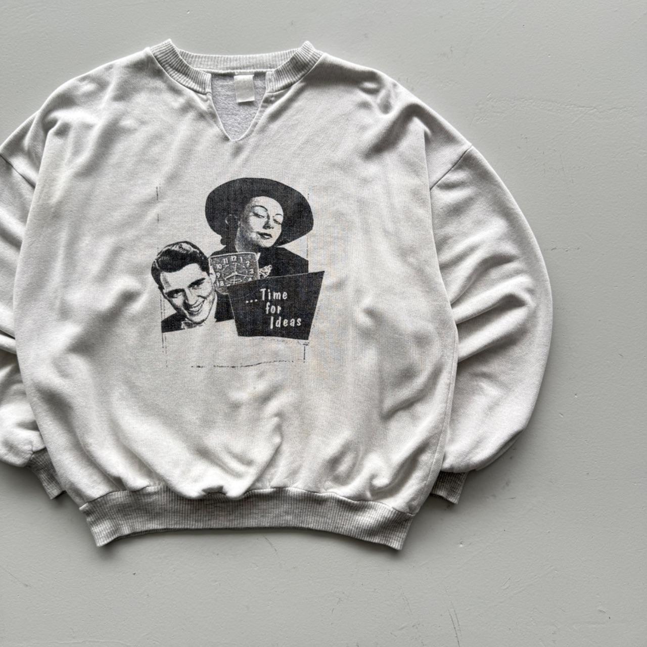White Hollywood Classic Movie 80’s Vintage Graphic Sweatshirt - Small Oversized