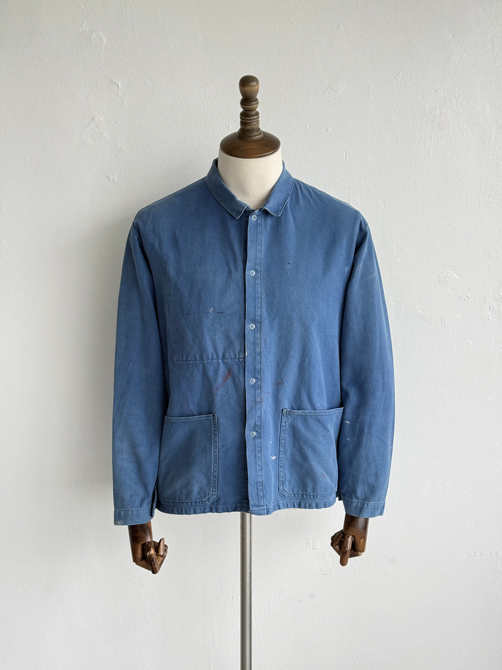 Thrashed Blue French 80's Vintage Workwear Chore Jacket CH444 - Small