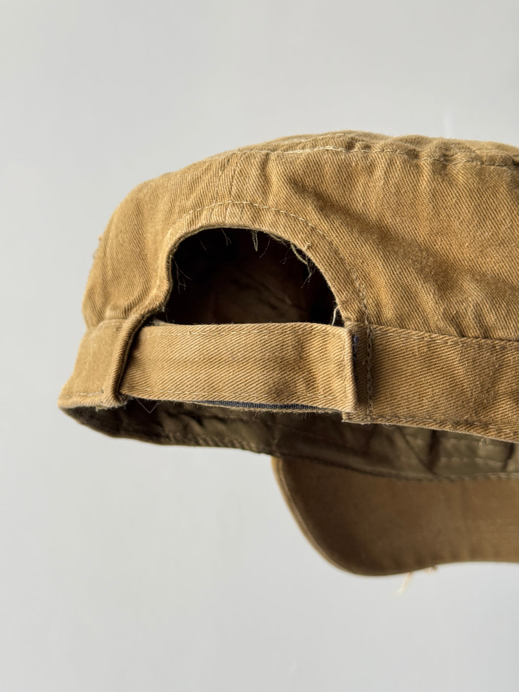 Khaki Brown Distressed Y2K Cadet Cap Military Style 00's Grunge Aesthetic