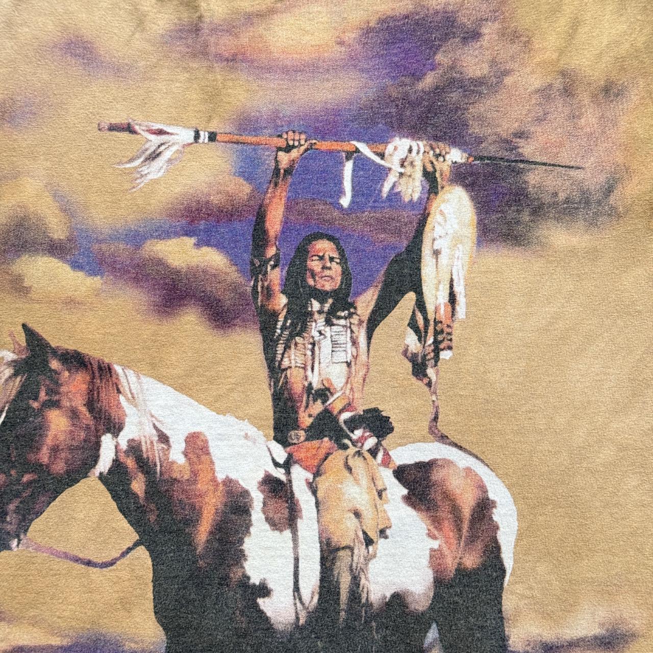 Yellow Native American 90s Vintage Graphic Hand Cut T-shirt Vest - XL