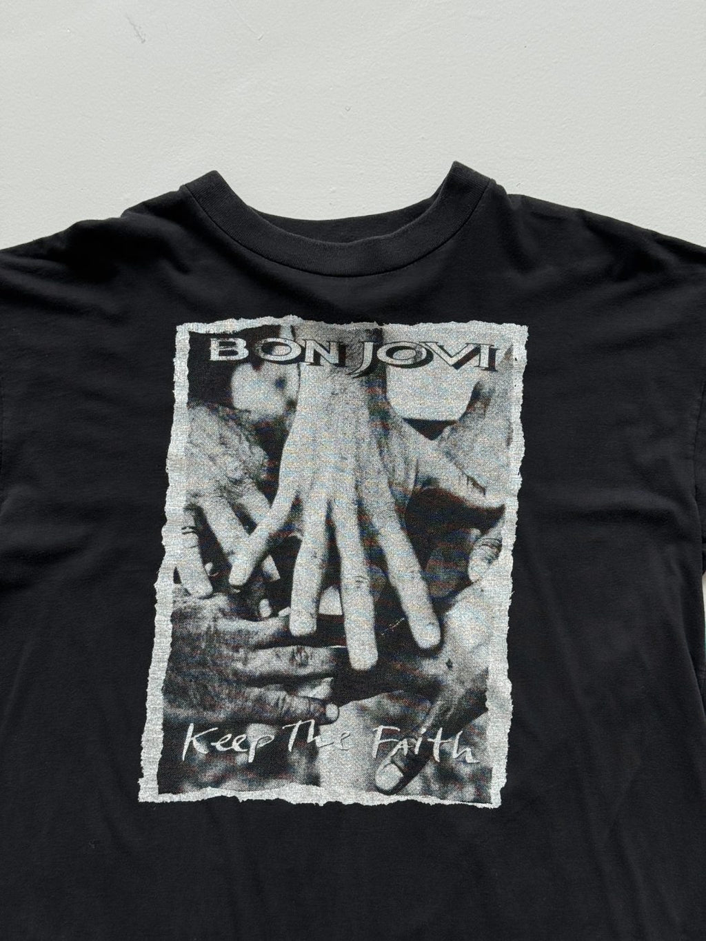 Bon Jovi Keep The Faith 90's Vintage Single Stitch Graphic Band T-Shirt - Large