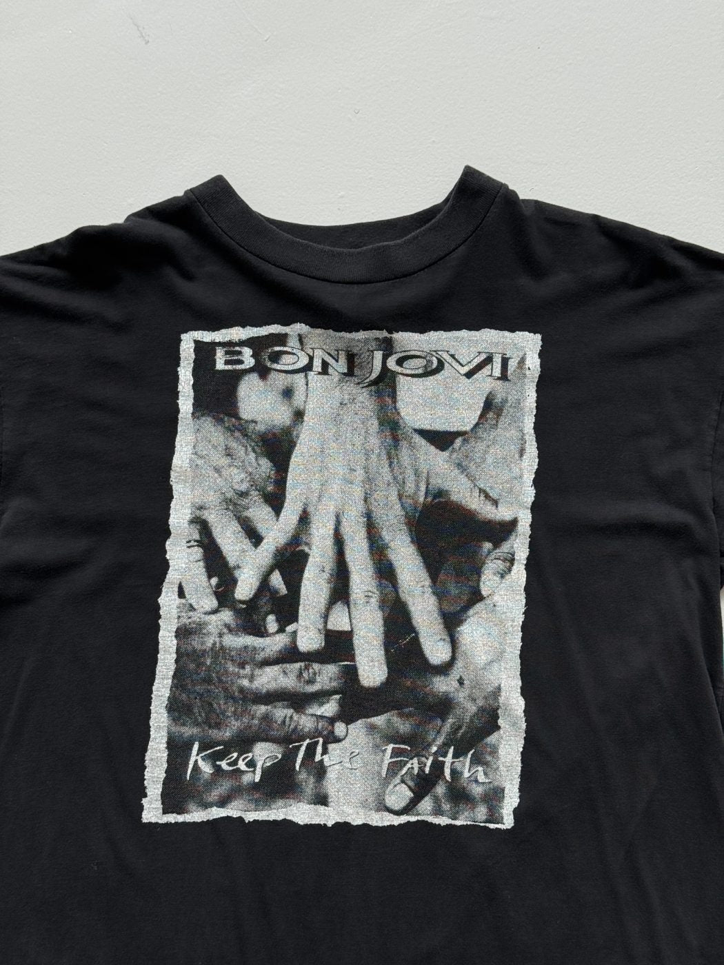 Bon Jovi Keep The Faith 90's Vintage Single Stitch Graphic Band T-Shirt - Large