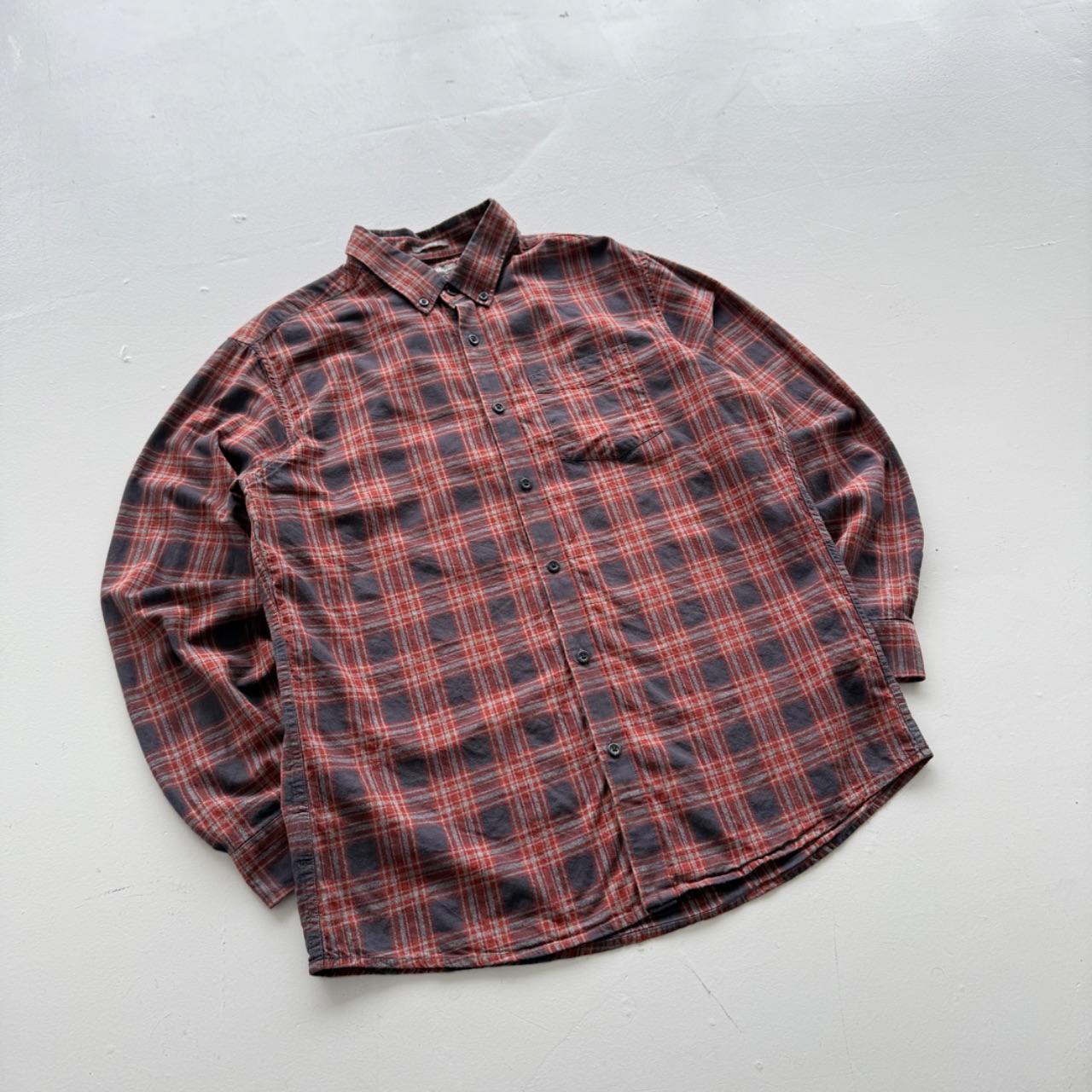 Red and Blue Checkered Eddie Bauer 90s Vintage Flannel Shirt - Large
