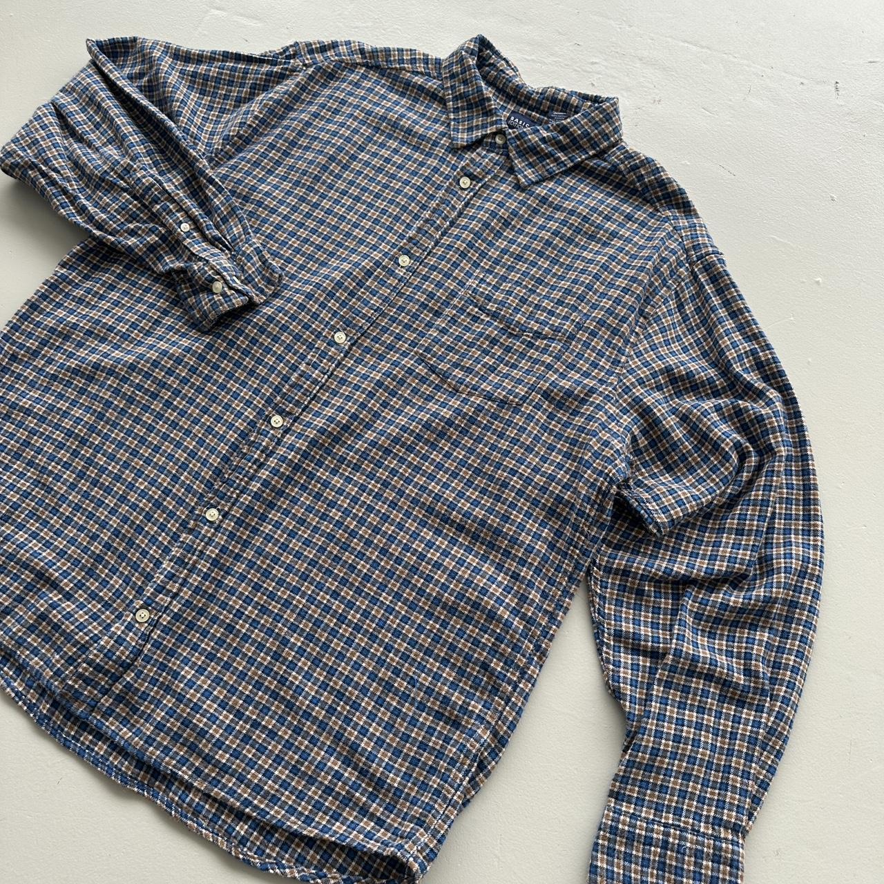 Blue Brown Checkered Basic Editions 90s Vintage Long sleeve - XL