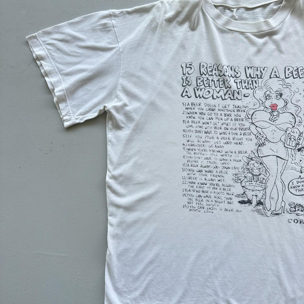 White Novelty Beer Vintage 90's T-shirt - Boxy XL
