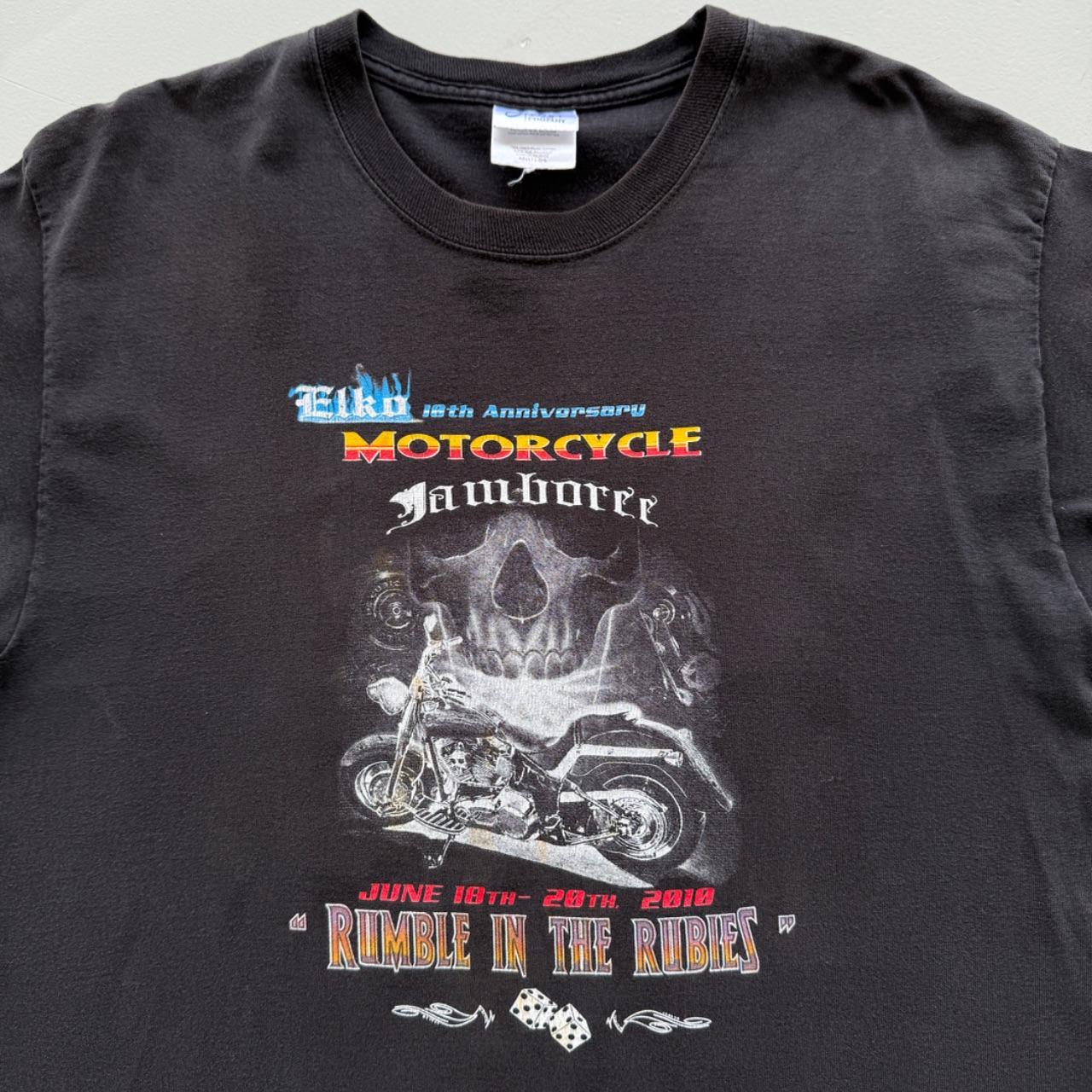 Black Elko Motorcycle Meet 00s Vintage Graphic T-Shirt - Medium