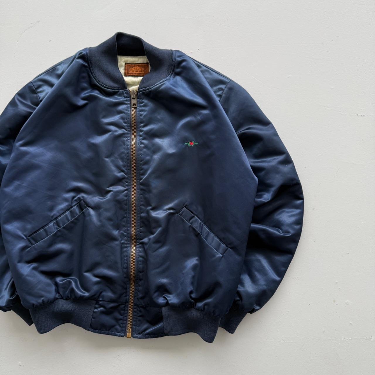 Navy Charro Embroidered 80’s Vintage Bomber Jacket - XL