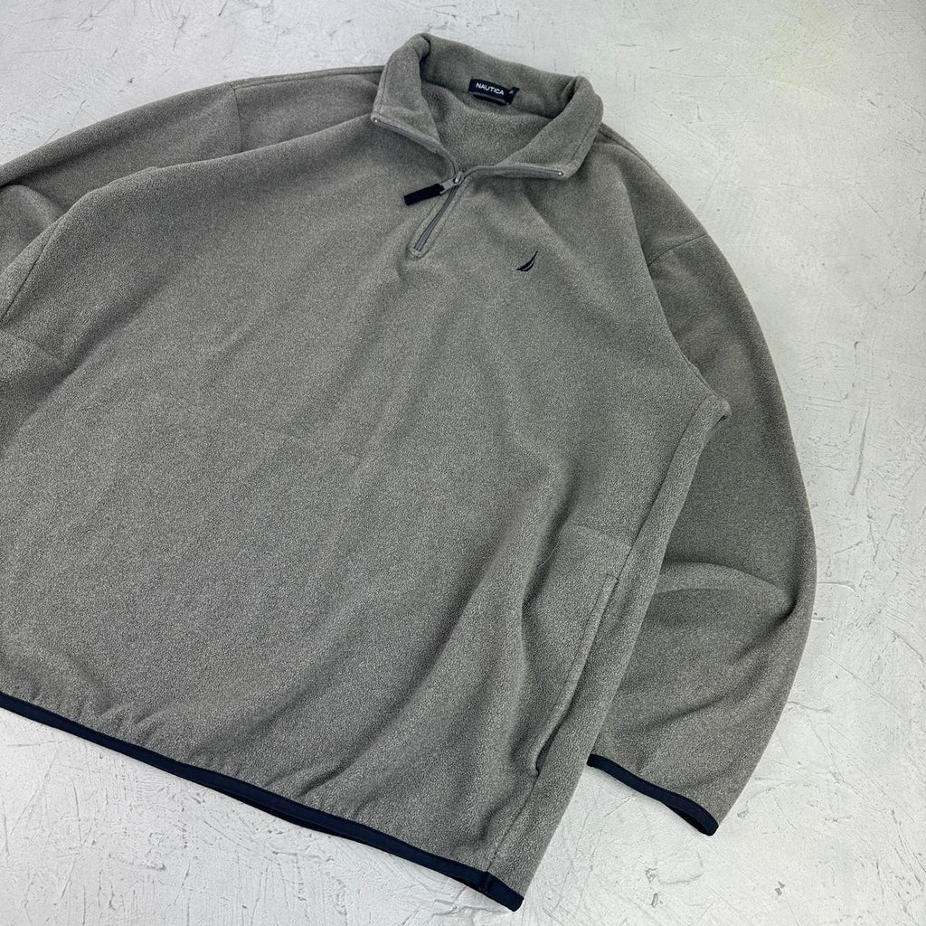 Grey Naurtica Quarter-Zip 90s vintage Fleece - 2XL
