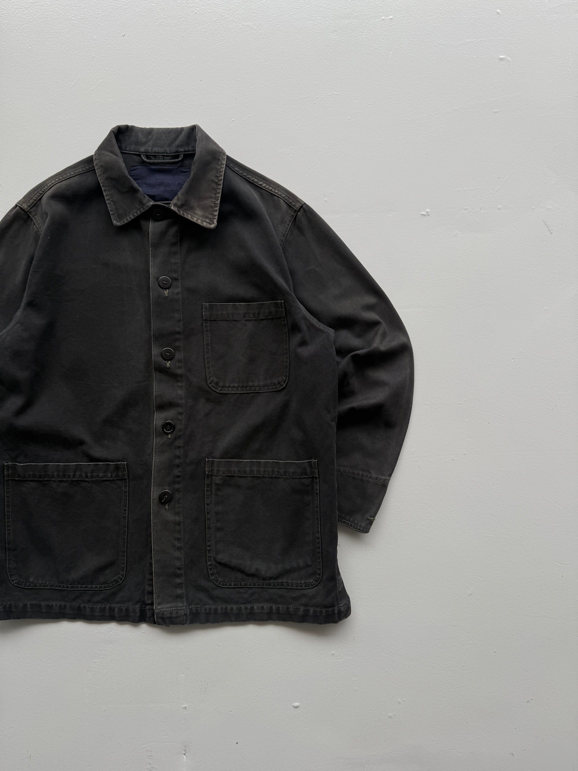 Black French Chore Jacket 90's Vintage Canvas Workwear CH217- Small