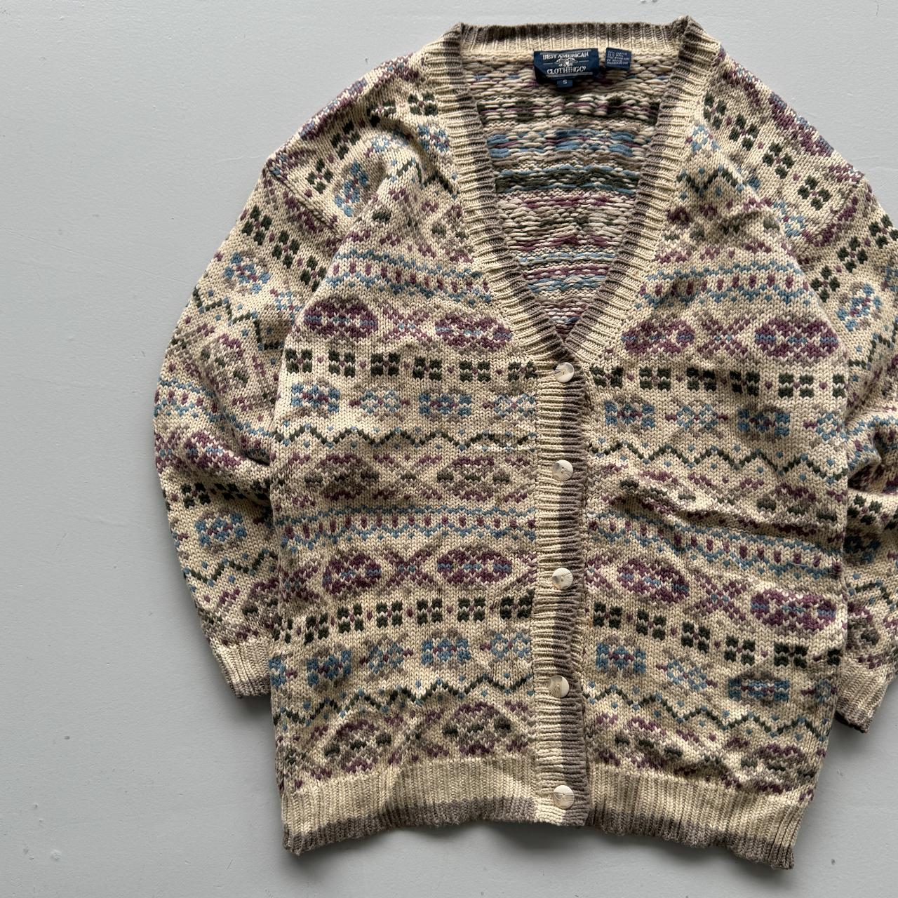 Cream Knitted 90s Vintage Cardigan Jumper - XL