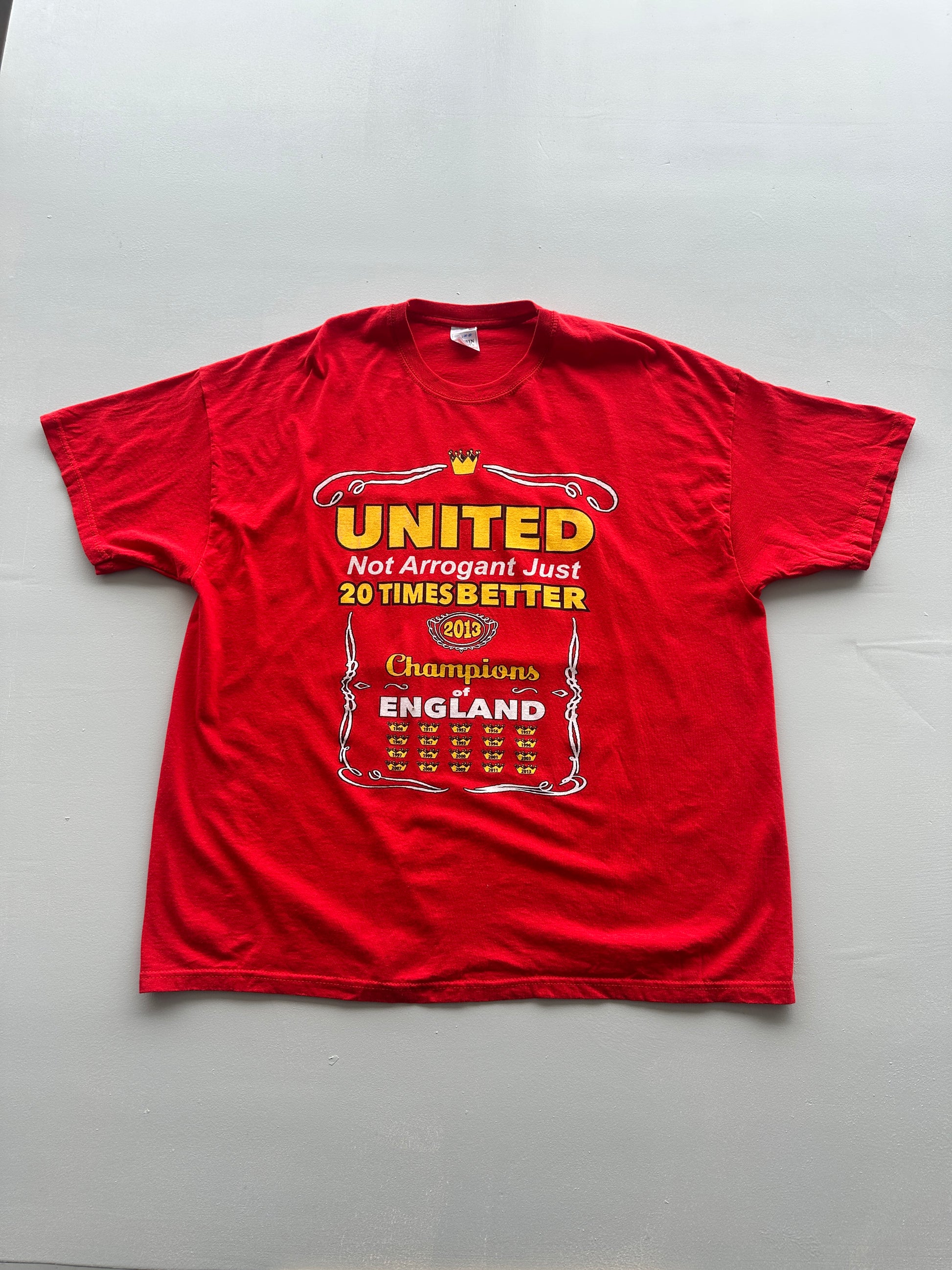 Man United 20 Times Champions 2013 Vintage T-Shirt - XL