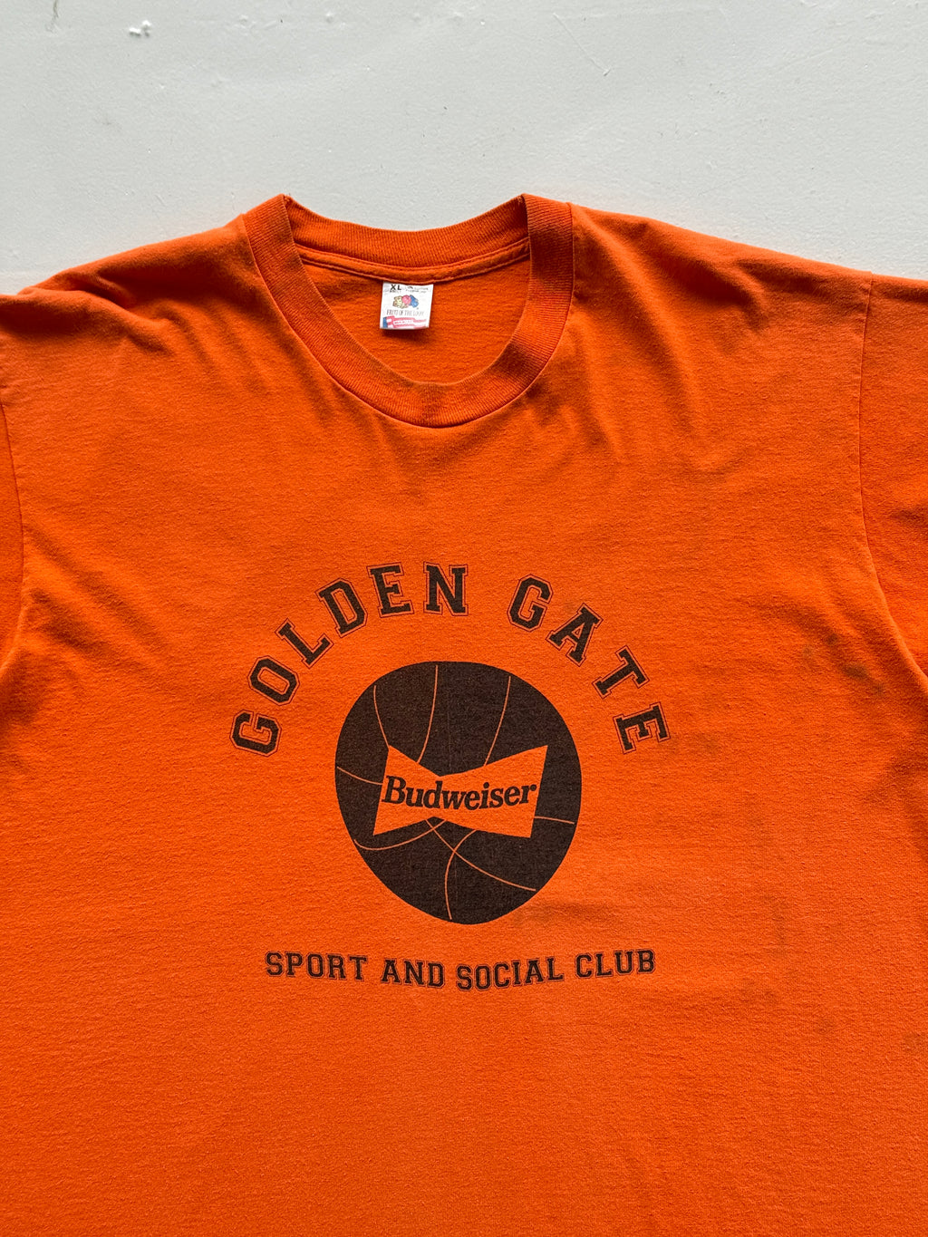 Orange Budweiser 90's Vintage Single Stitch Graphic T-Shirt - XL