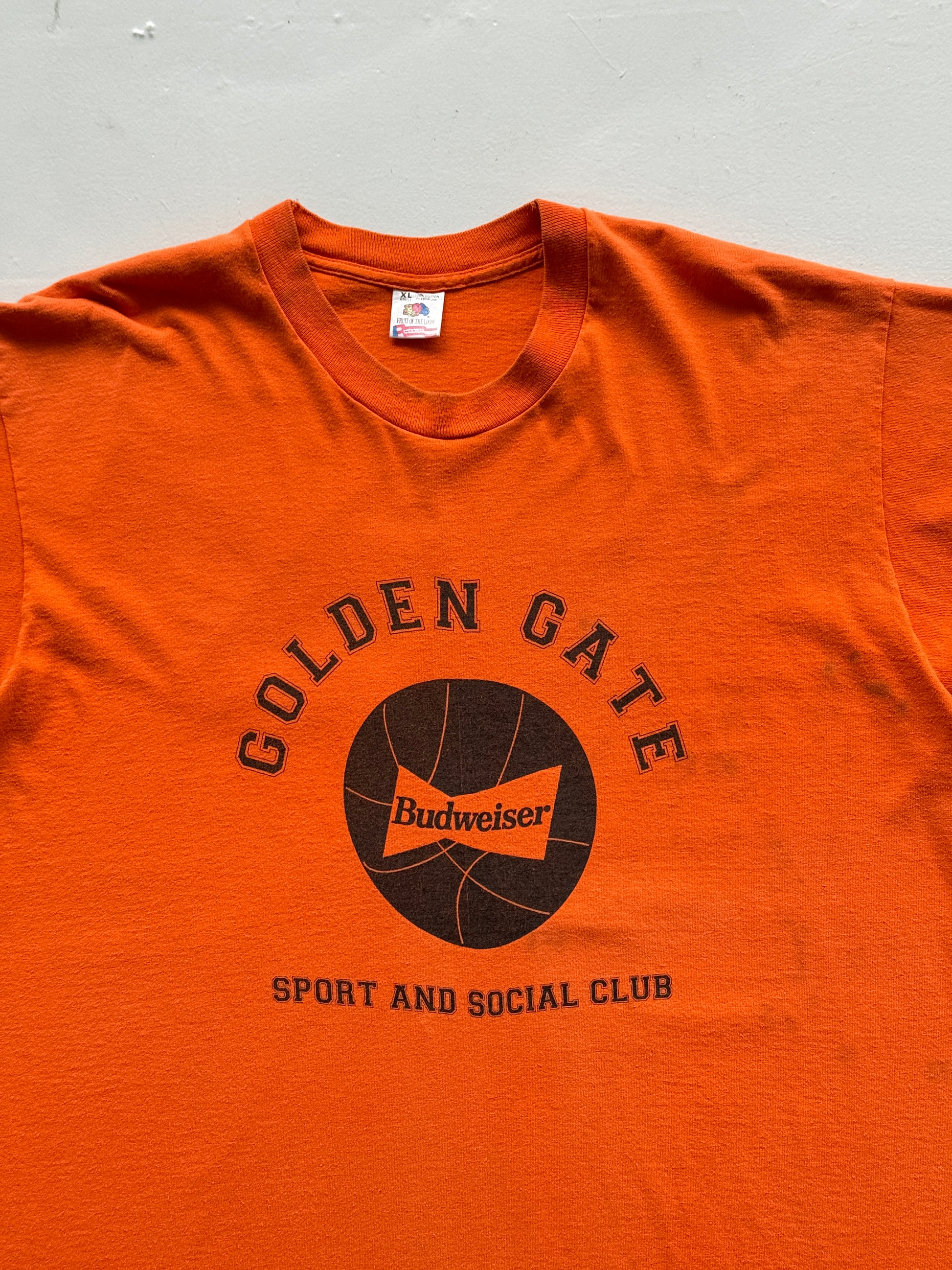 Orange Budweiser 90's Vintage Single Stitch Graphic T-Shirt - XL