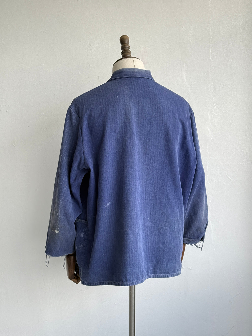 Thrashed Blue French Vintage Workwear Chore Jacket CH371 - XL
