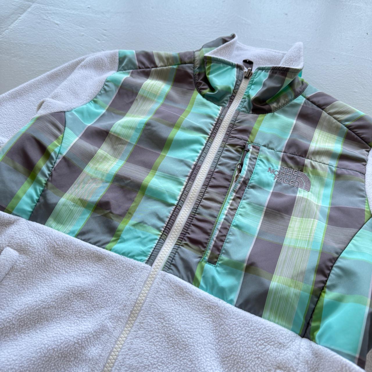 White Plaid Noth Face 00's Y2K Zip-Up Fleece - Womens Small